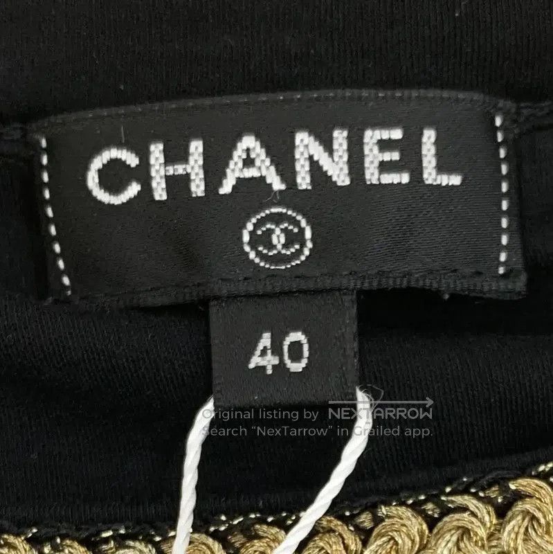 Chanel Chanel Black Cotton T-Shirt with Gold Trim . Size M / US 6-8 / IT 42-44 - 5 Thumbnail