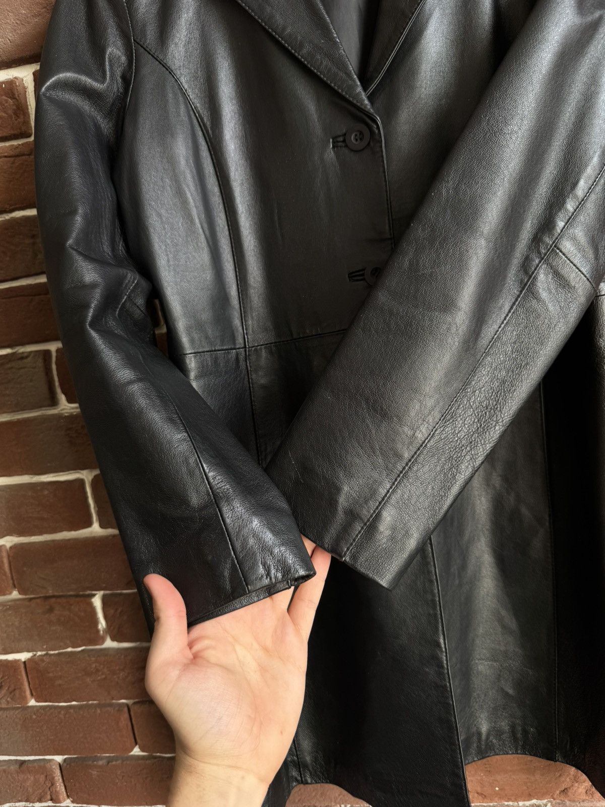 Vintage Rare Vintage Genuine Leather Long Coat Jacket Avant Garde Size L / US 10 / IT 46 - 8 Thumbnail