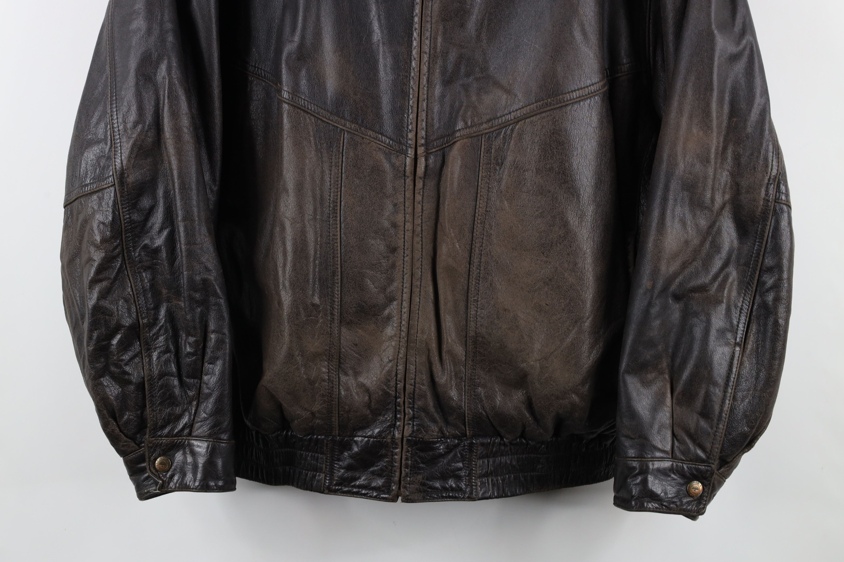 Vintage Vintage 90s Streetwear Leather Flight Bomber Jacket Brown Size US L / EU 52-54 / 3 - 3 Thumbnail