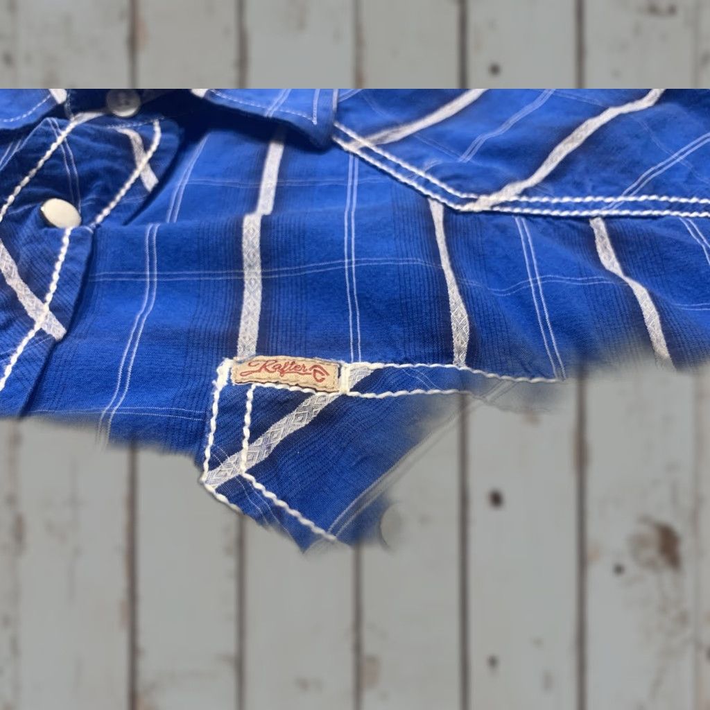 Vintage VINTAGE Rafter C Men's Cowboy Collection Long Sleeve Shirt 2XL Blue Striped Pearl Snap Western Cowboy Rodeo Size US XXL / EU 58 / 5 - 1 Thumbnail