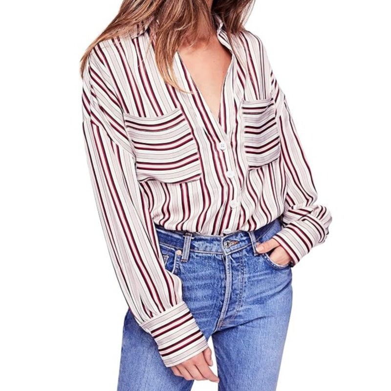 Free People Free People Mad About You Striped Button Shirt XS Oversized Size XS / US 0-2 / IT 36-38 - 1 Thumbnail