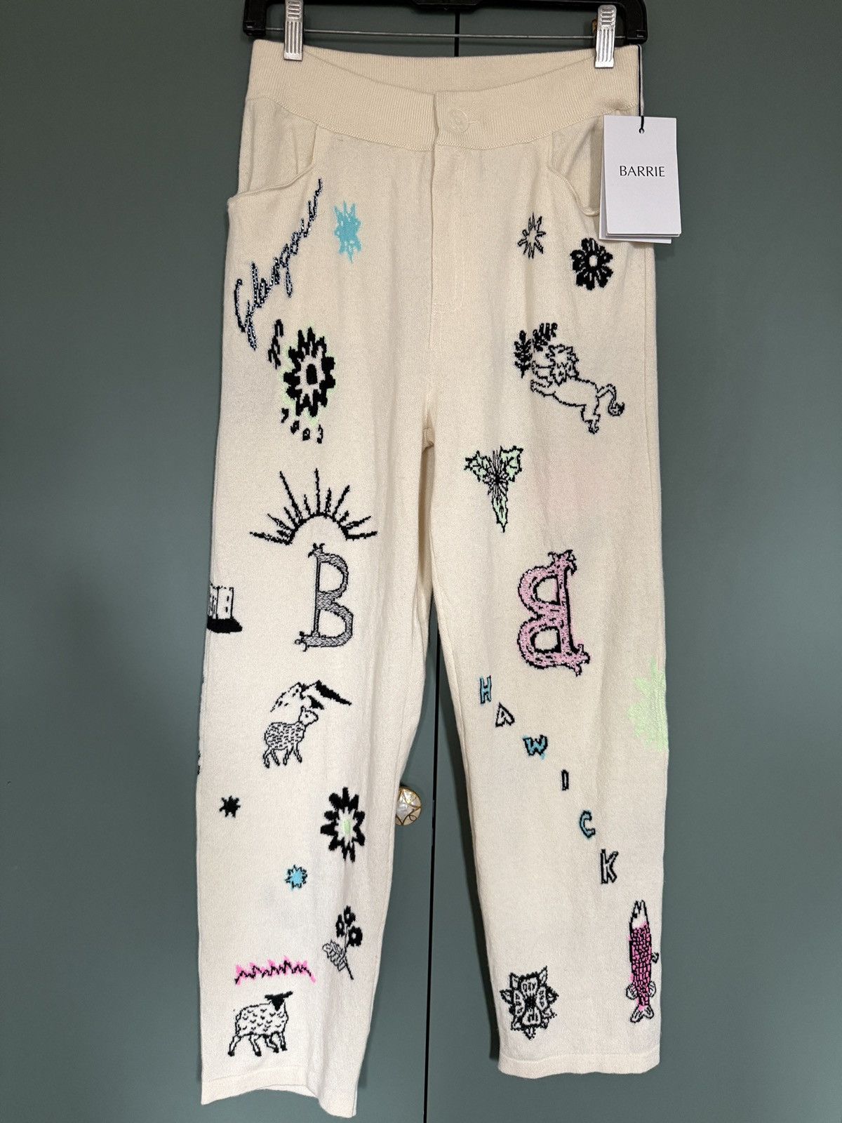 Barrie Nwt Barrie Womens Cashmere Embroidered Crystal Pants Cream Size 27" / US 4 / IT 40 - 1 Thumbnail