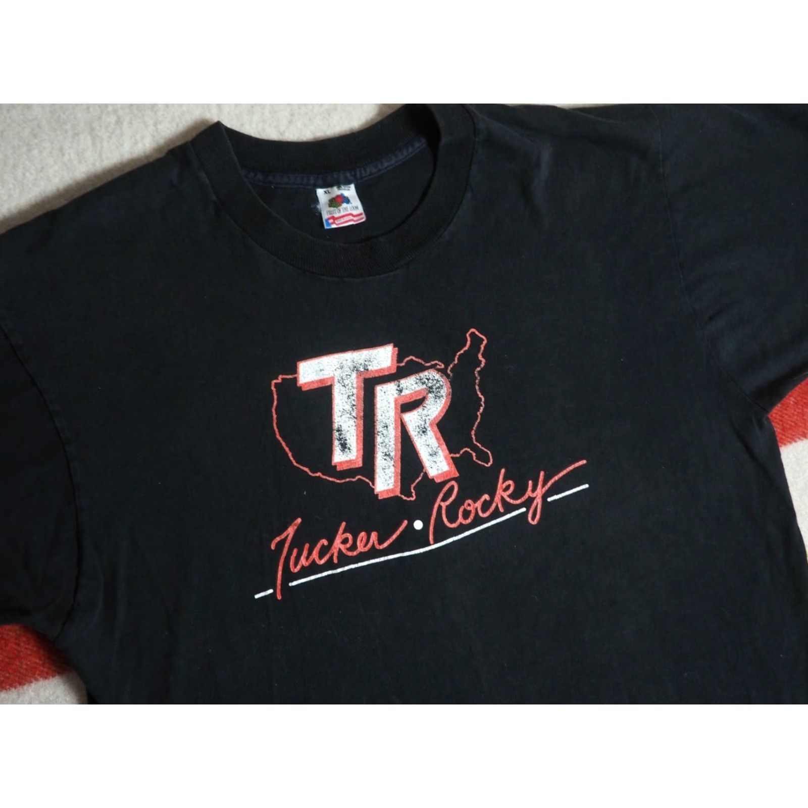 Fruit Of The Loom VTG 80s 90s Fruit of the Loom Tucker Rocky Moto MX Dirt Bike Promo Black Tee T-Shirt L Size US L / EU 52-54 / 3 - 3 Thumbnail