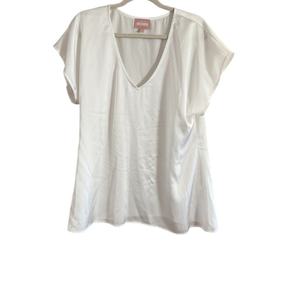 Other Show Me Your MuMu White Cuffed Sleeve Relaxed Blouse Size S / US 4 / IT 40 - 1 Thumbnail