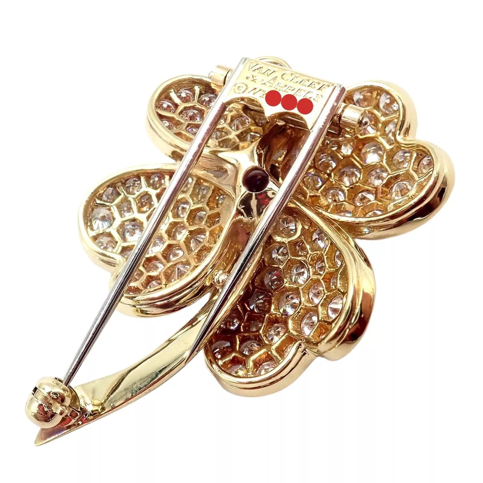 Van Cleef & Arpels 18k Yellow Gold Diamond Ruby Brooch Pendant Size ONE SIZE - 4 Thumbnail