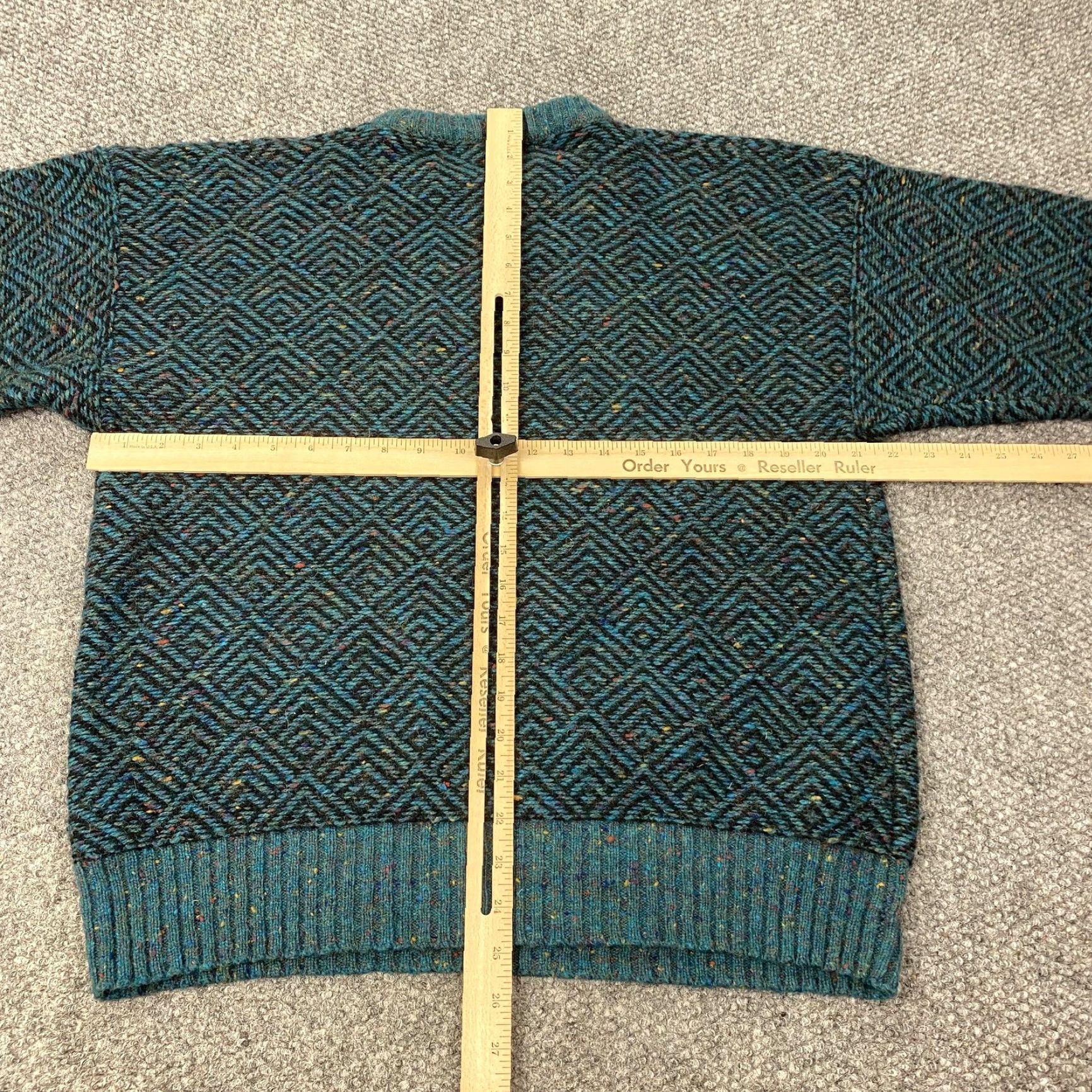Vintage VINTAGE Agenda Sweater Men Medium Blue Teal Geometric Crew Neck Wool Knit 90s Mens Size US M / EU 48-50 / 2 - 4 Thumbnail