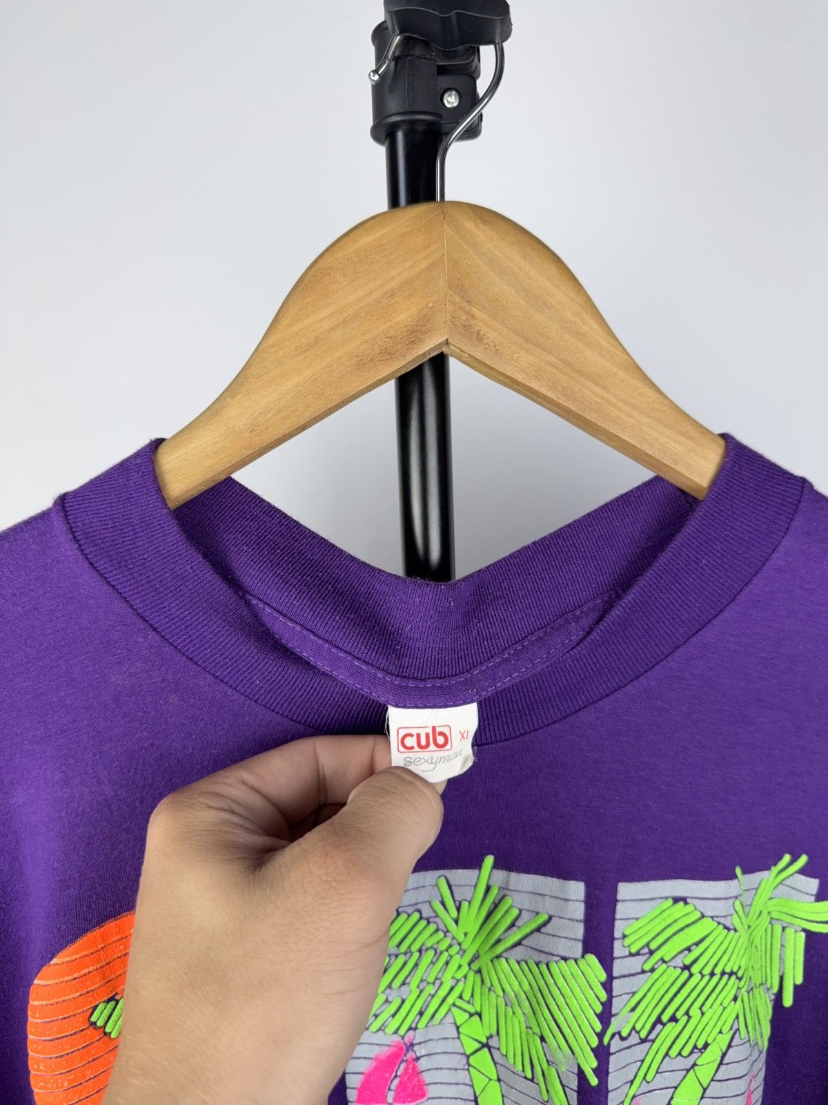 Other Vintage 90s Santo Domingo Neon Palm Tree Tee Purple XL Size US XL / EU 56 / 4 - 7 Thumbnail