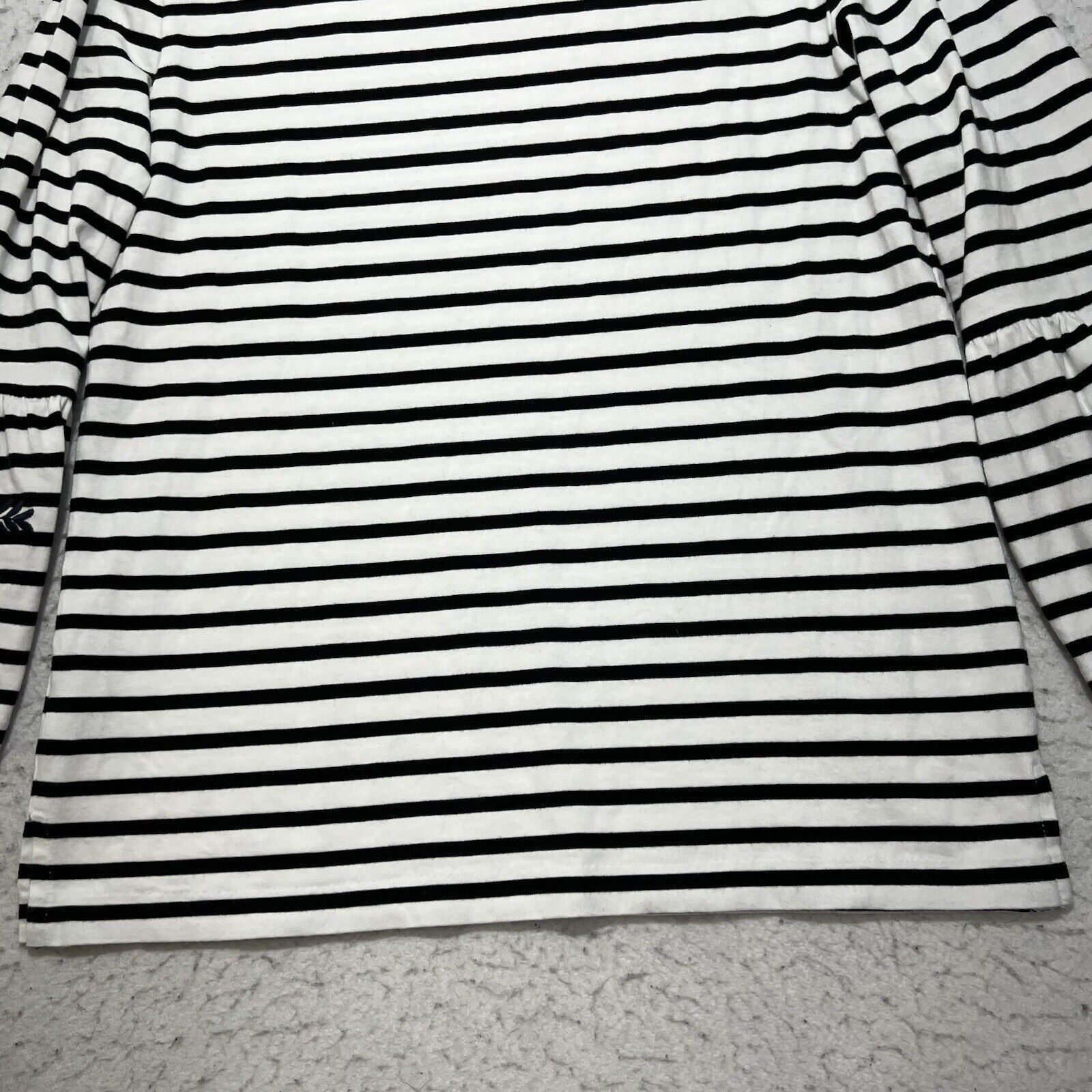 J.Crew J. Crew Embroidered Floral Top Black White Striped Size M / US 6-8 / IT 42-44 - 11 Thumbnail