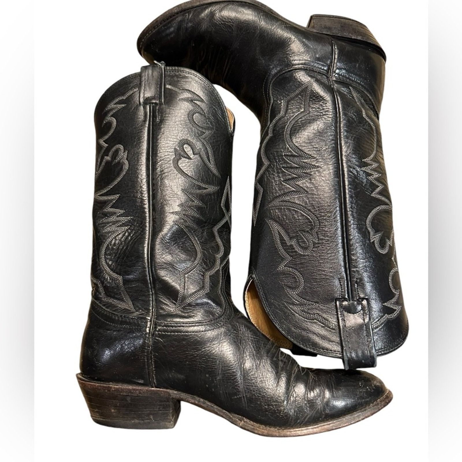 Nocona Boots Black Leather Western Boots Mens Size 8EE - www  display picture 3
