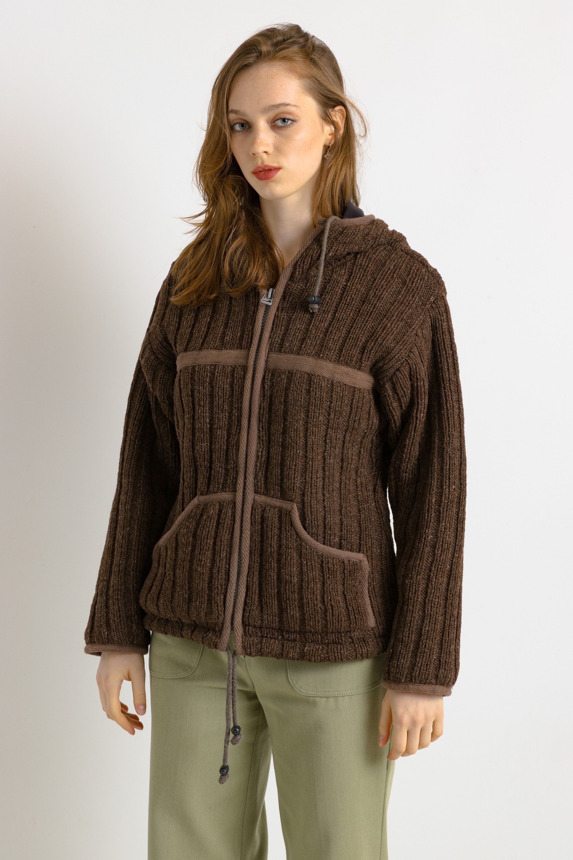 Other Nepal Handknitted Wool Sweater Knitwear Zip Jacket 7491 Size M / US 6-8 / IT 42-44 - 2 Thumbnail