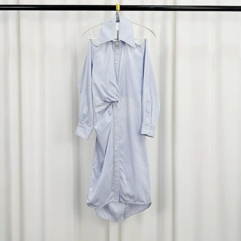 Dior Dior Blue Striped Long Sleeve Dress 0089 Size S / US 4 / IT 40 - 1 Thumbnail