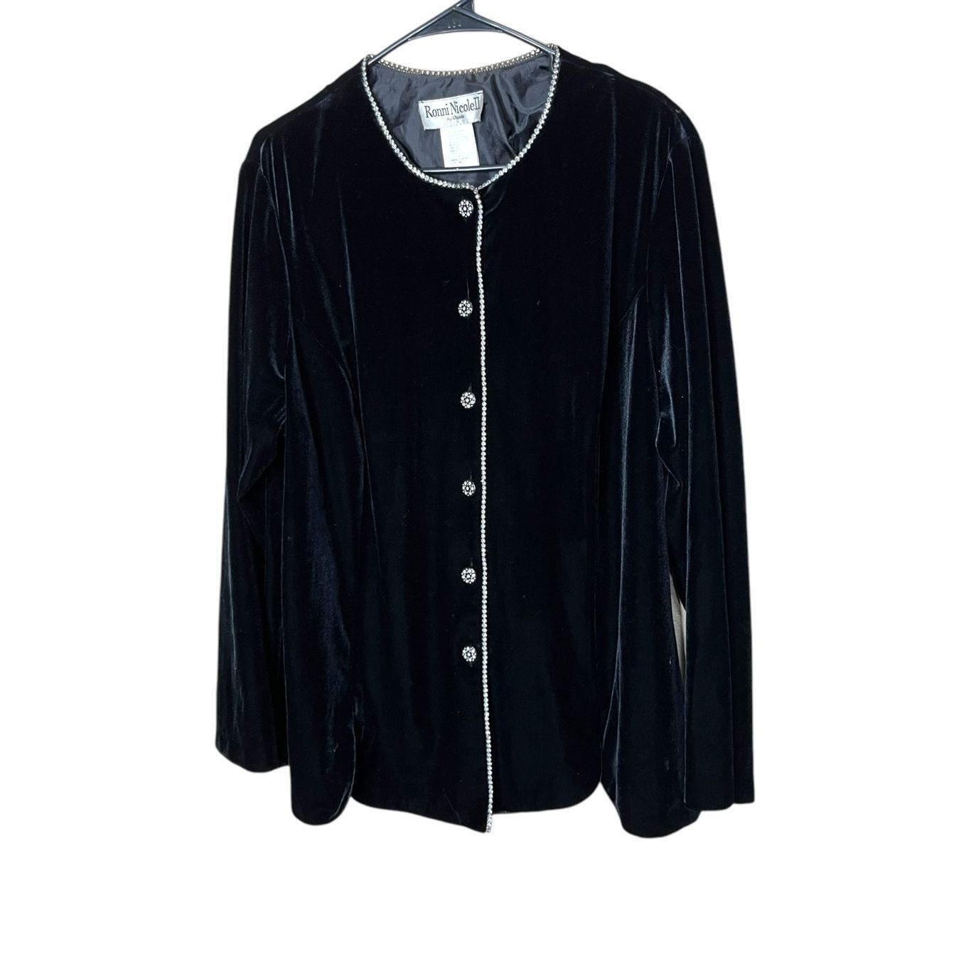 Other Vintage Ronni Nicole II By Ouida Black Velvet Rhinestone But Size 3XL / US 20-22 - 1 Thumbnail