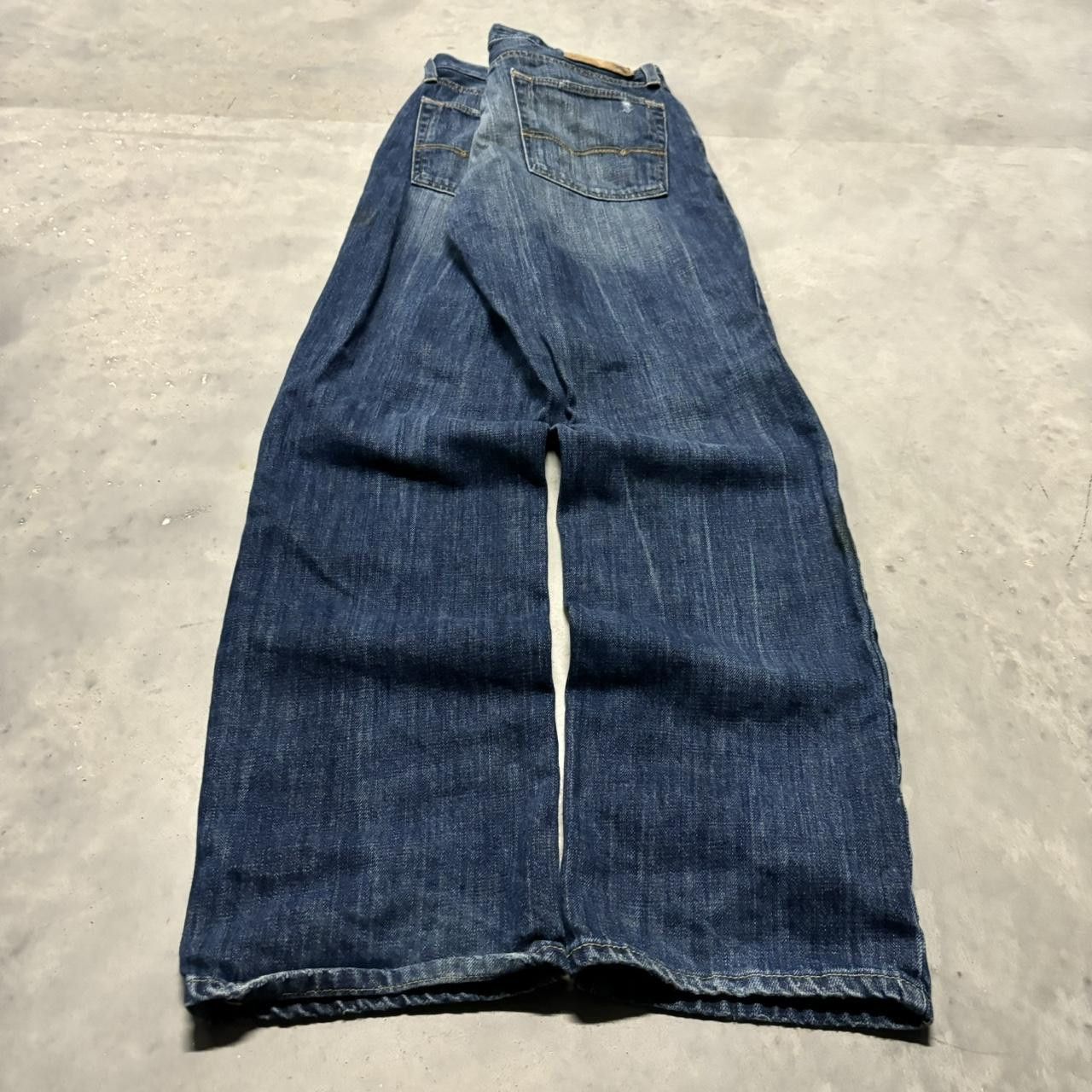 Japanese Brand × Vintage Crazy Vintage Y2K/2000s Grunge Faded Dark Wash Distressed Denim Jeans! Size US 31 - 4 Thumbnail