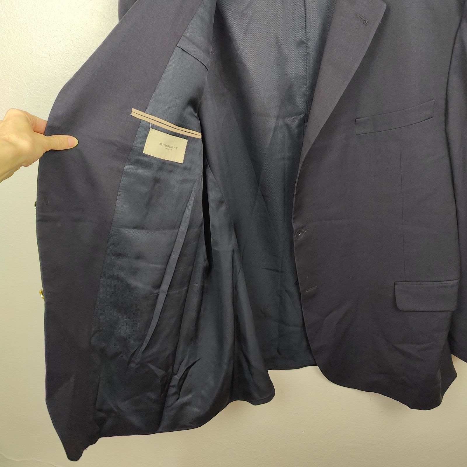 Burberry London Blazer Mens 52 US 42 Navy Blue 100% Wool