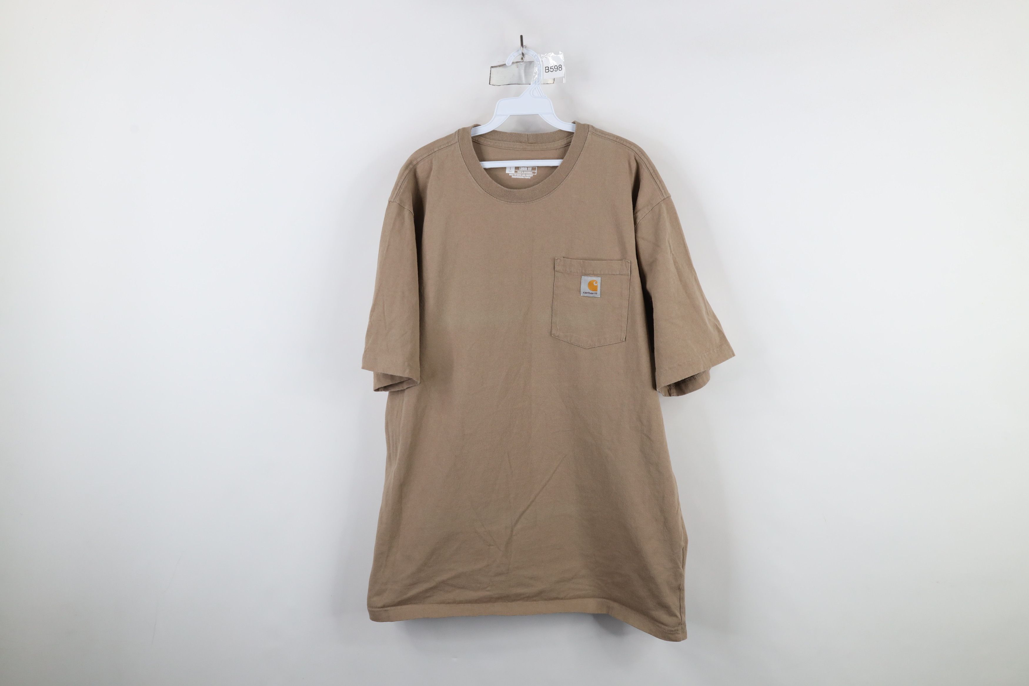 Carhartt × Vintage Vintage Y2K Carhartt Spell Out Pocket T-Shirt Desert Brown Size US L / EU 52-54 / 3 - 1 Thumbnail