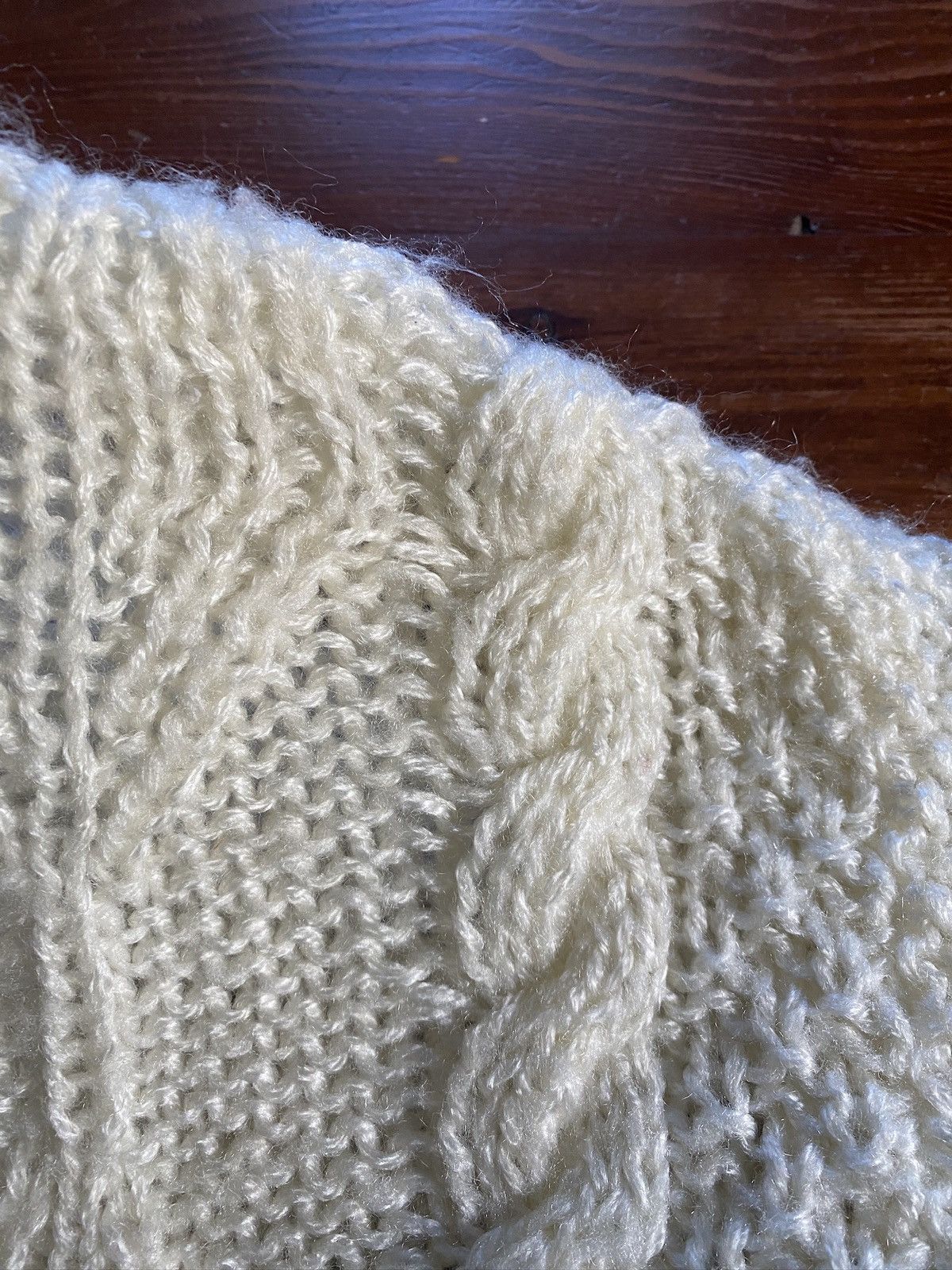 Vintage Vintage 80’s Crop Style Cream Cable Knit Polo Sweater Size M / US 6-8 / IT 42-44 - 8 Thumbnail