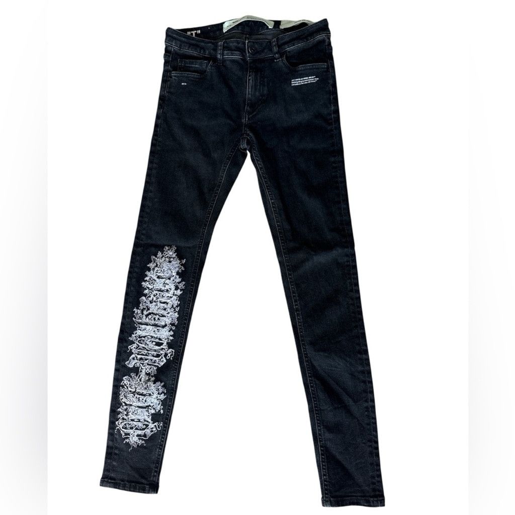 Off-White Off-White Black Gothic Skinny Jeans Size US25 Size 25" / US 0 / IT 36 - 1 Thumbnail