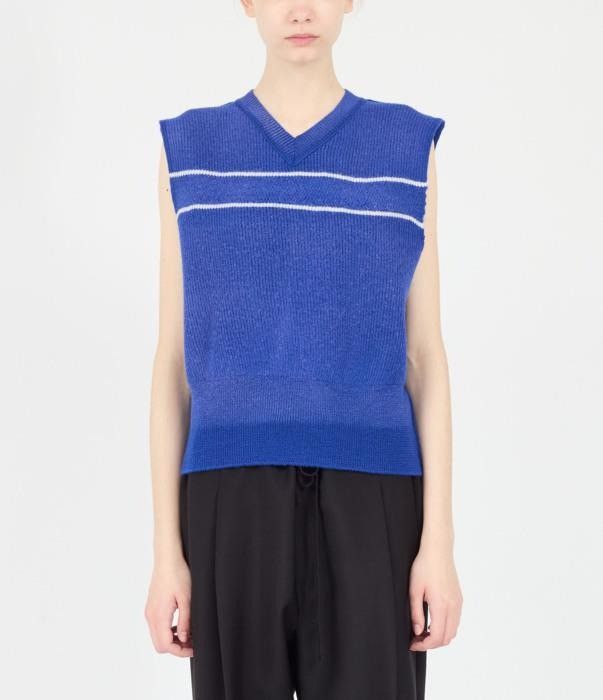 Maison Margiela o1bcso1str0526 Sunbleached Wool Gilet in Blue Size M / US 6-8 / IT 42-44 - 1 Thumbnail