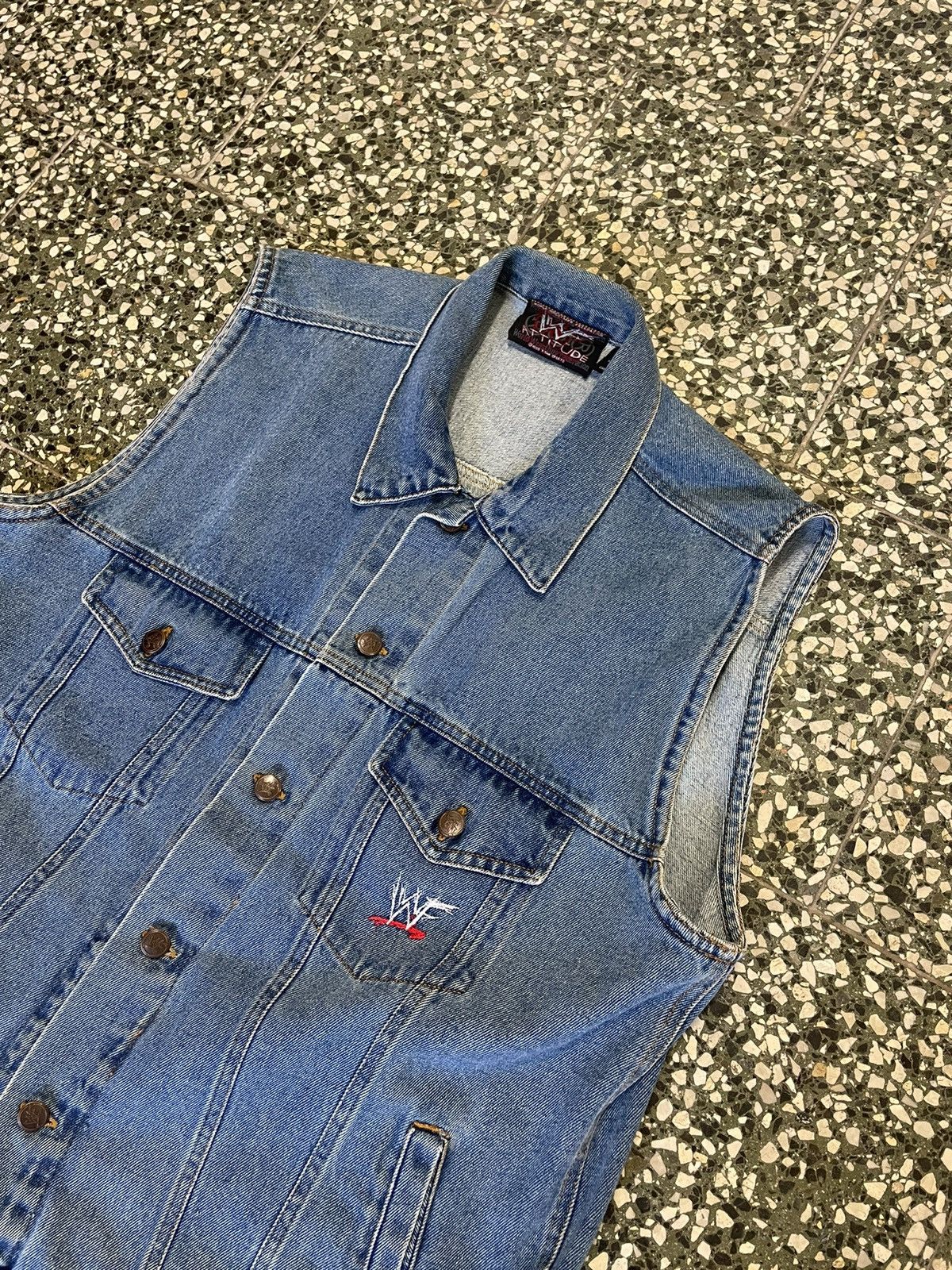 WWF Vntage Stone Cold Steve Austin Jeans vest WWF Attitude 1999 Size US L / EU 52-54 / 3 - 3 Thumbnail