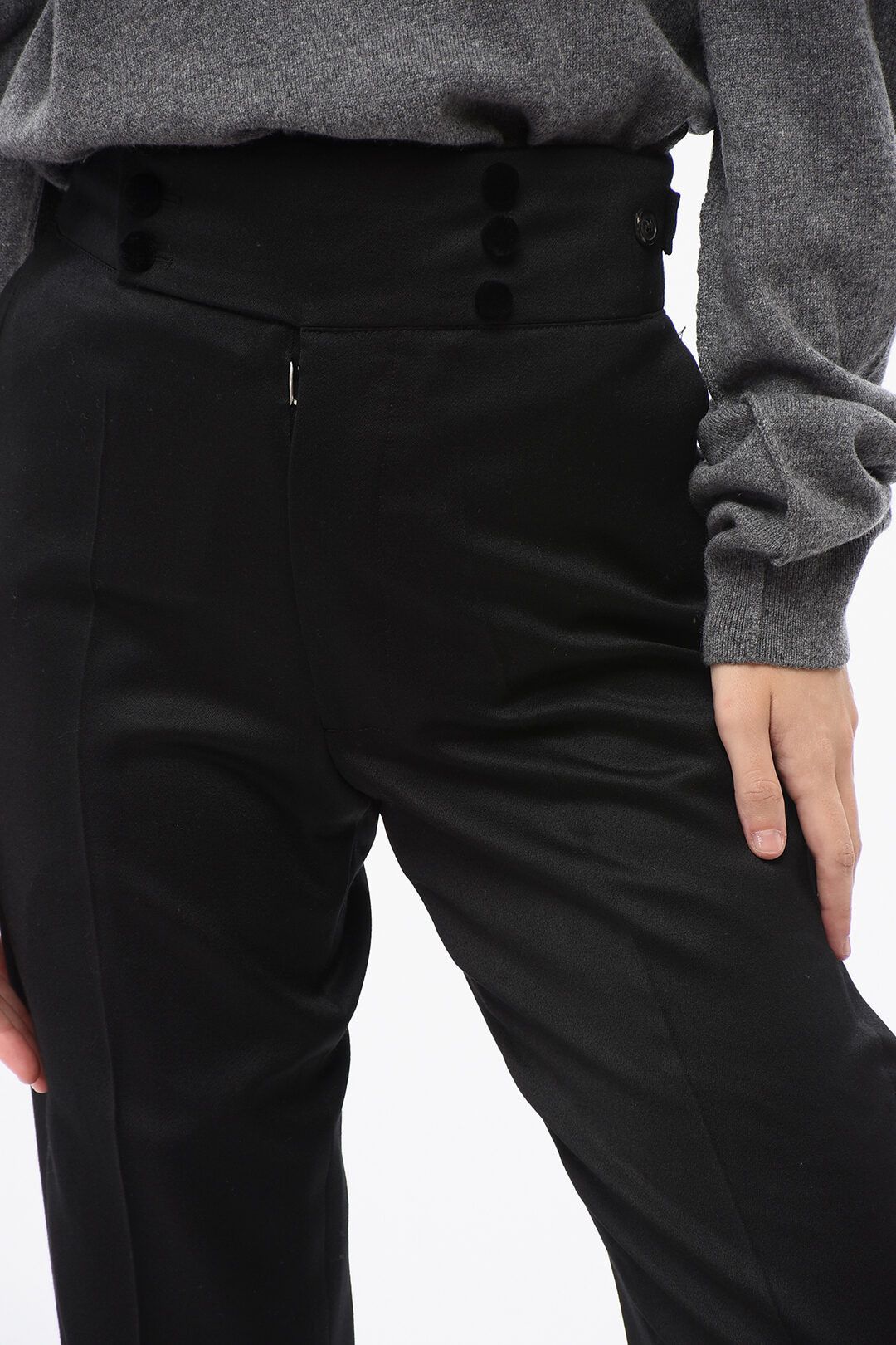 Maison Margiela og1mm0825 High Waist Wool Pant in Black Size 26" / US 2 / IT 38 - 3 Thumbnail