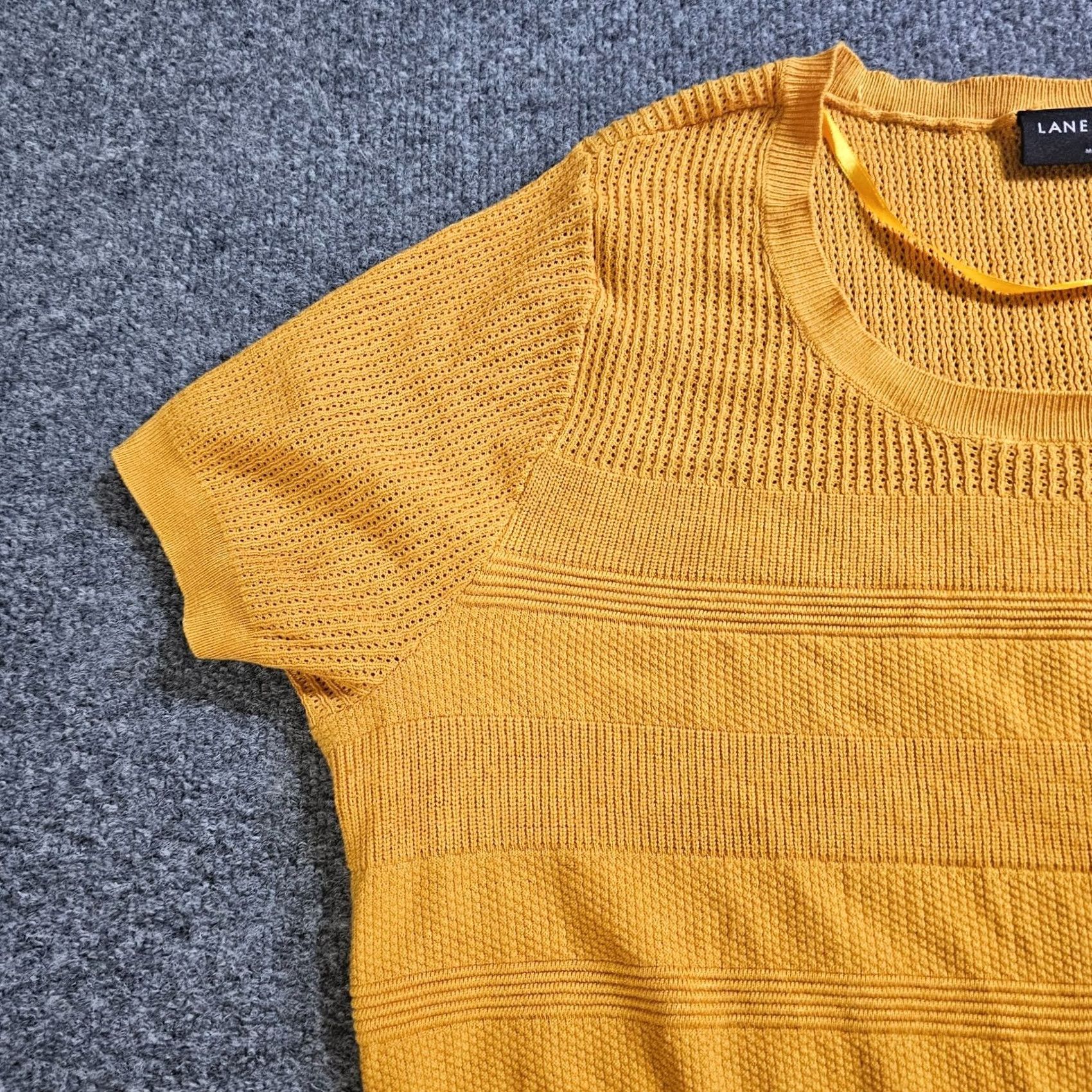 Vintage Lane Bryant Sweater Womens 20 Yellow Knit Texture Short Sleeve Stretch Casual Size 3XL / US 20-22 - 4 Thumbnail