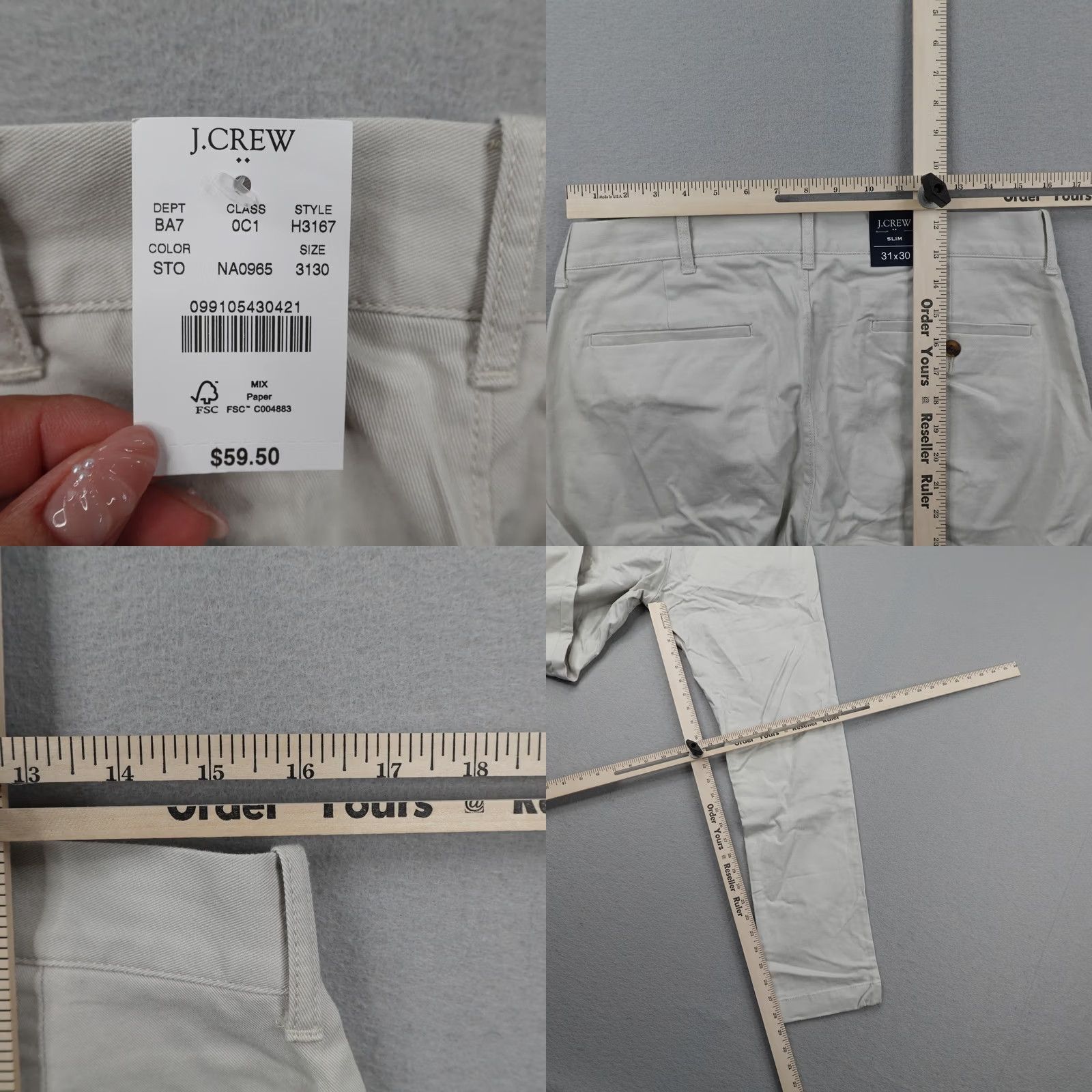 J.Crew J CREW Pants Mens 31x30 Khaki Beige Slim Chino Flex Slim Fit Straight Leg NEW Size US 31 - 8 Thumbnail