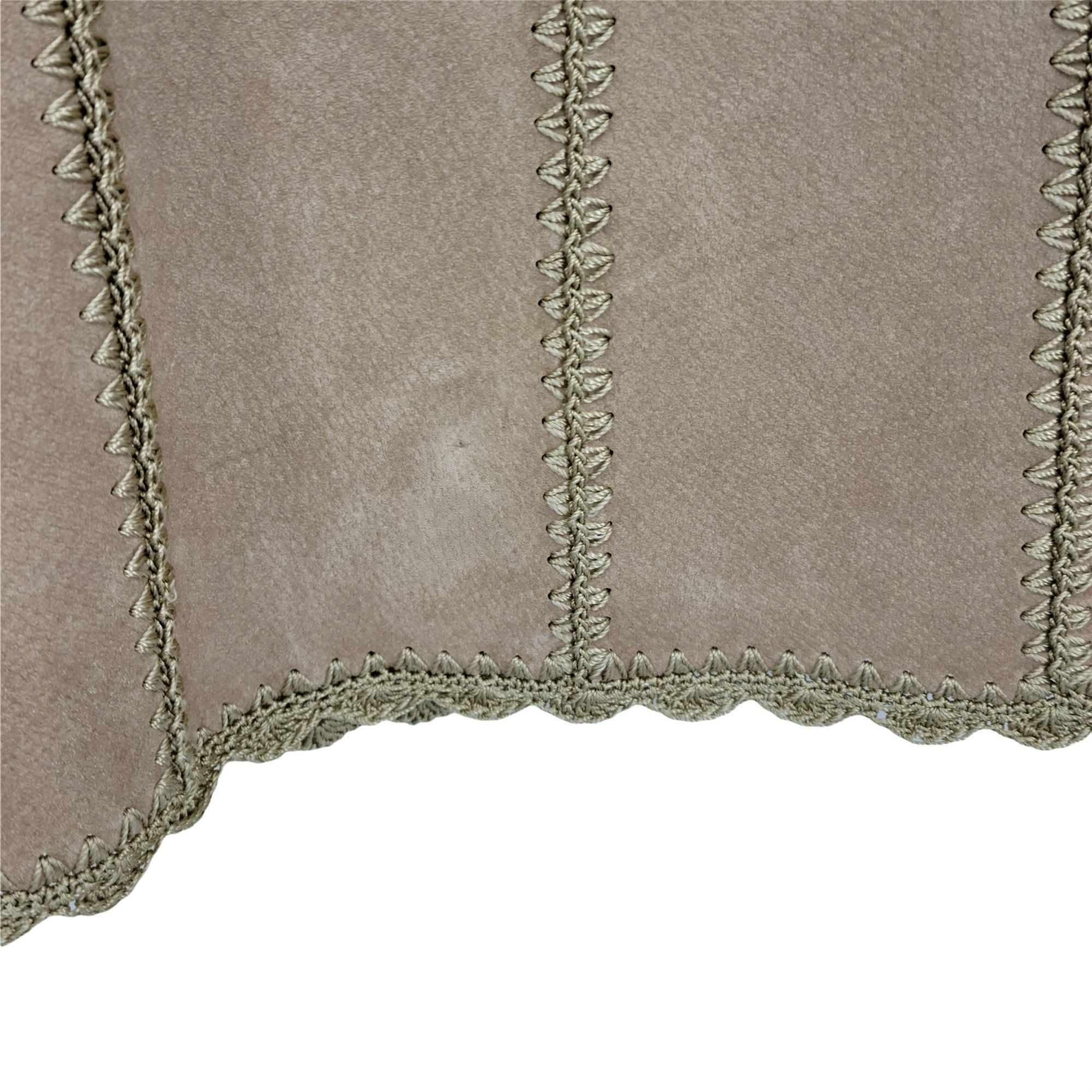 Vintage Vtg Boho Leather Shacket Jacket Sz M Tan Crochet Patchwork S Size M / US 6-8 / IT 42-44 - 7 Thumbnail