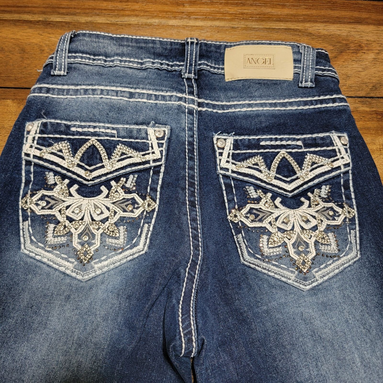 Other Angel Denim Jeans w/ All Pocket Bling & Raw Hem - Size 3/24 Size 26" / US 2 / IT 38 - 5 Thumbnail