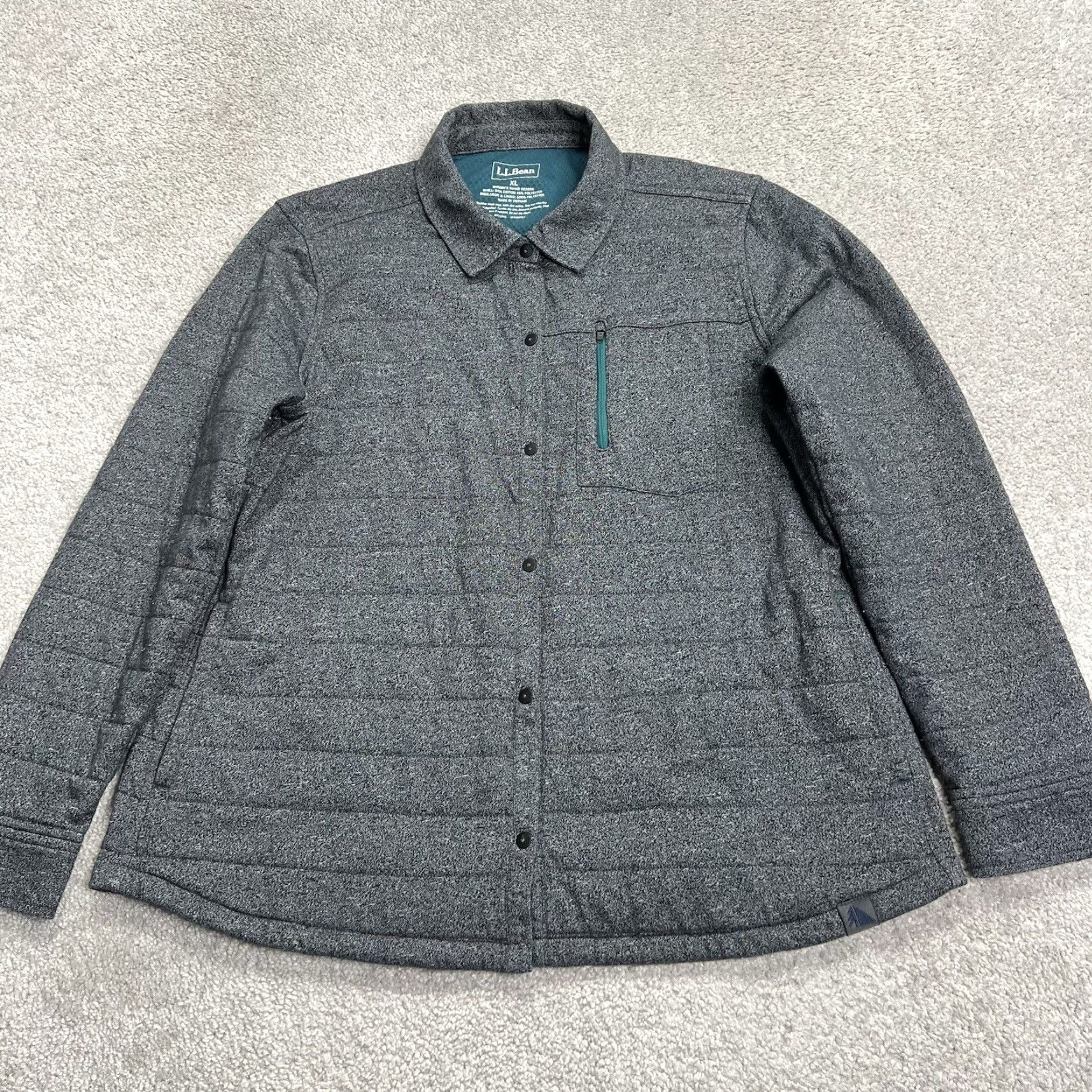 Vintage LL Bean Jacket Women XL Insulated Primaloft Ribbed Snap Button Hiking Shacket Gray Pockets Size XL / US 12-14 / IT 48-50 - 2 Thumbnail