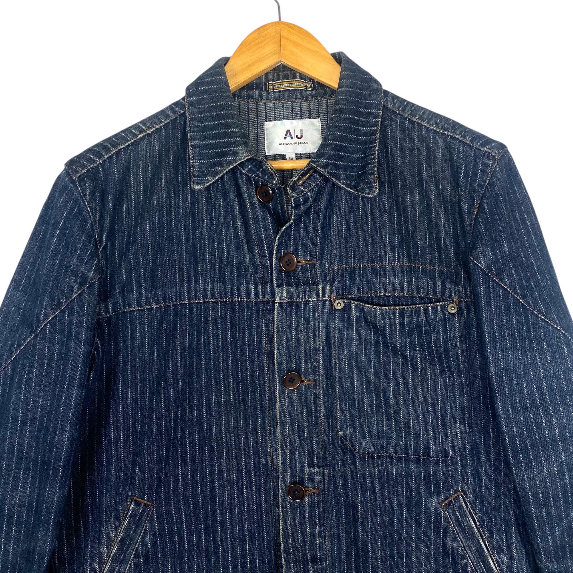 Alexander Julian 💥ALEXANDER JULIAN DENIM HICKORY STRIPE JACKET Size US M / EU 48-50 / 2 - 4 Thumbnail