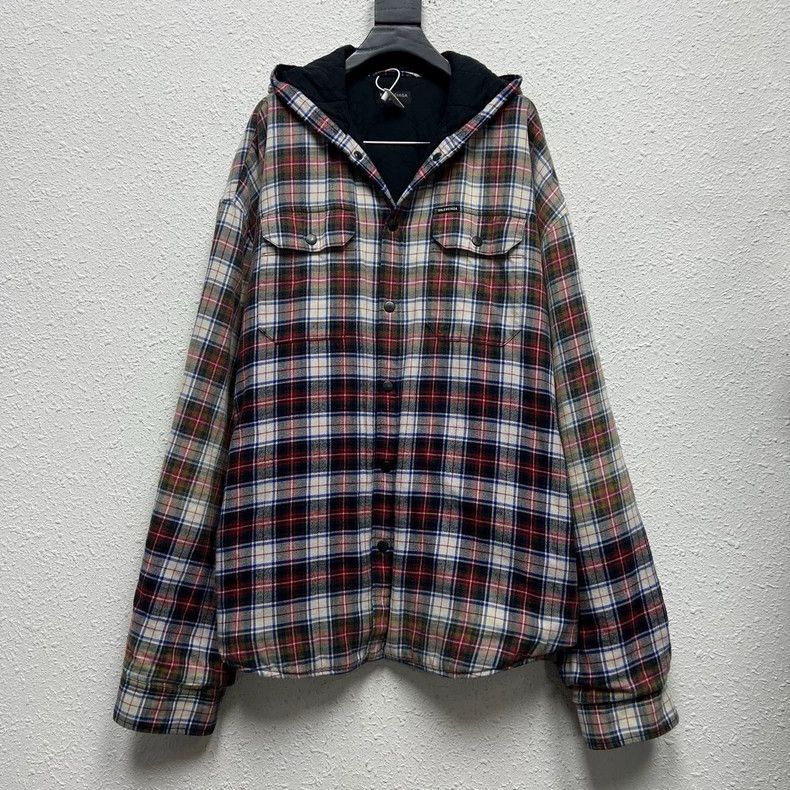 Balenciaga Balenciaga Render gradient flannel plaid cotton-padded jac Size US S / EU 44-46 / 1 - 6 Thumbnail