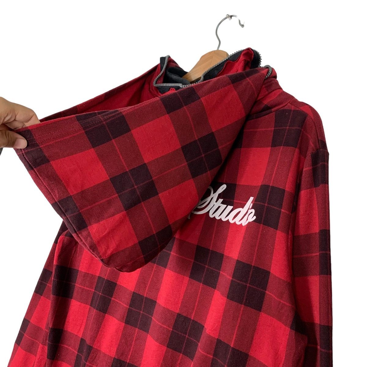 Japanese Brand BATSU STUDIO Big Logo Tartan Zipper Hoodies #0806-C36 Size US M / EU 48-50 / 2 - 9 Thumbnail
