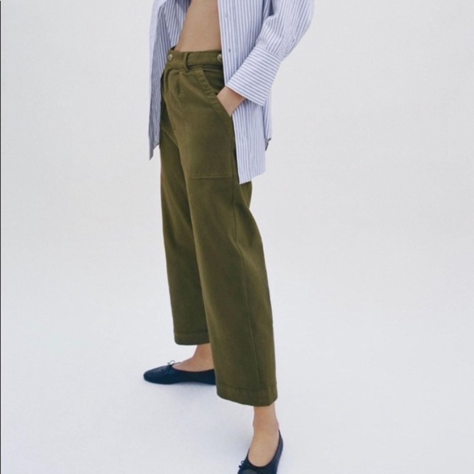 Zara ZARA PANTS THE TAPERED FIT CARGO KHAKI Size 28" / US 6 / IT 42 - 1 Thumbnail