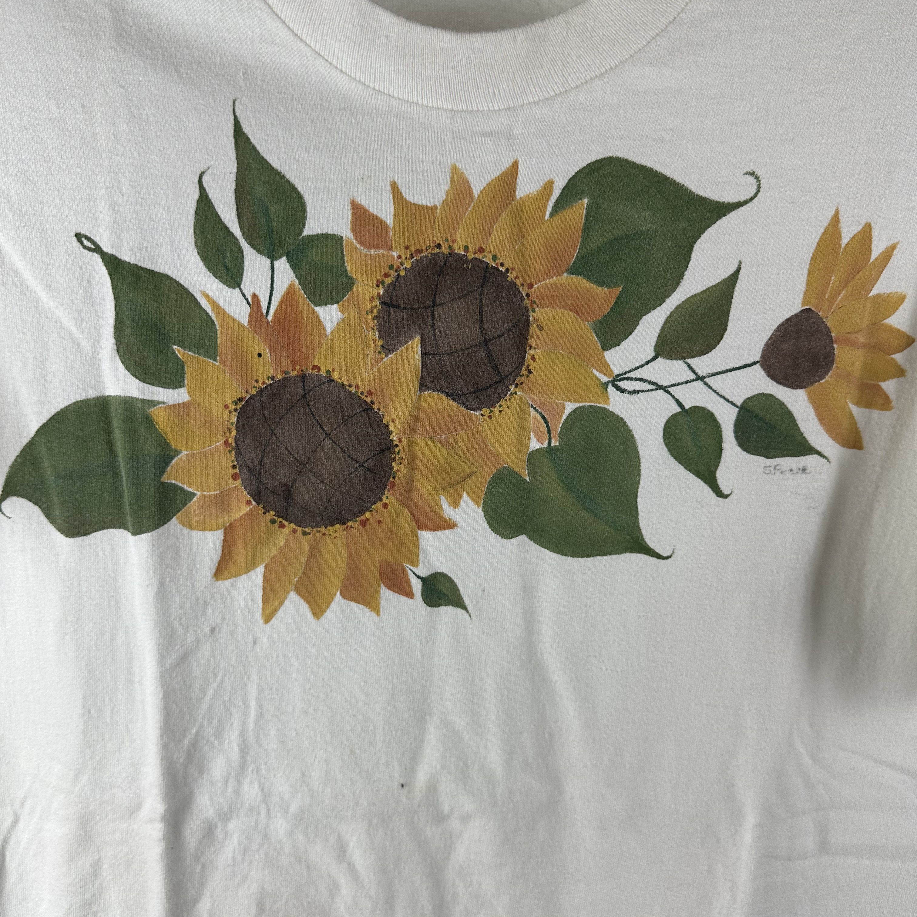 Vintage ​​​​Vintage 90s Sunflowers Flower Nature Artwork T-shirt Size US M / EU 48-50 / 2 - 2 Thumbnail