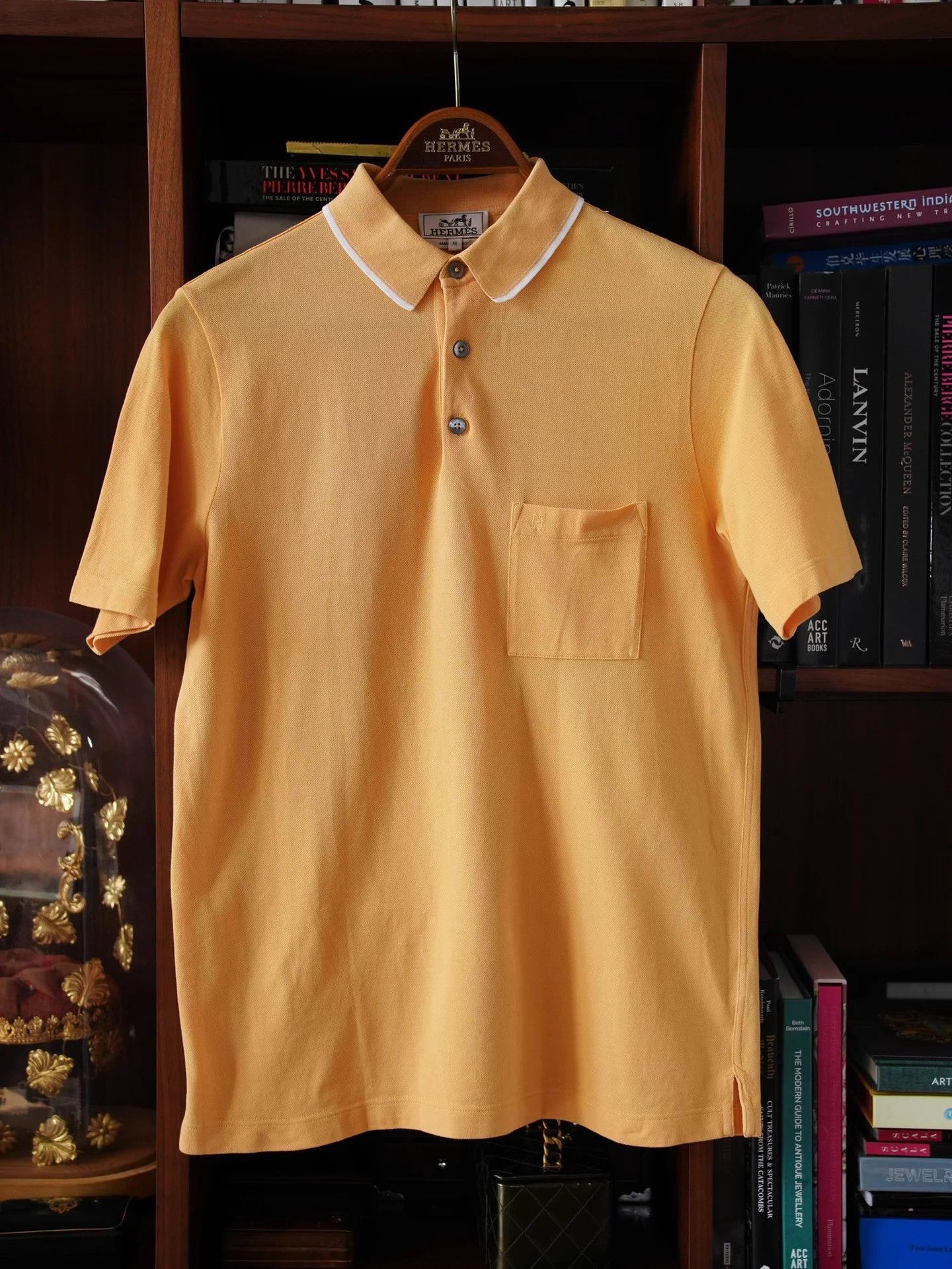 Hermes Men's Hermes Mango Yellow Cotton Polo M Mint Size US M / EU 48-50 / 2 - 1 Thumbnail