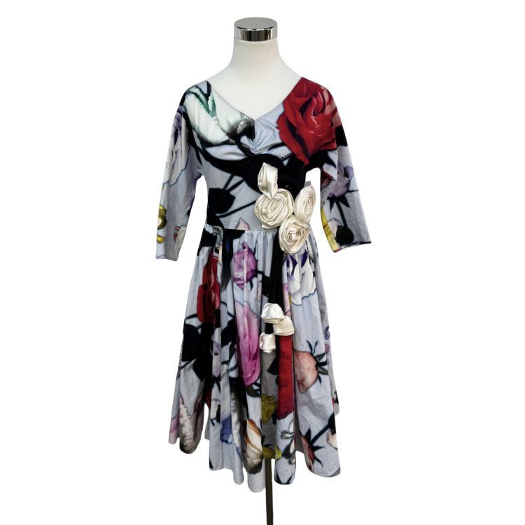 Prada Prada Floral Rose Print Midi Dress Size 38 Size XS / US 0-2 / IT 36-38 - 1 Thumbnail
