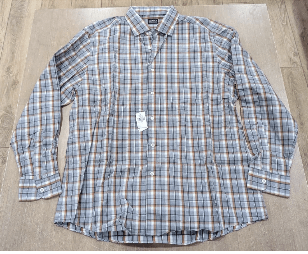 Ermenegildo Zegna Ermenegildo Zegna Check Button Up Shirt Gray/Brown 2XL Size US XXL / EU 58 / 5 - 1 Thumbnail