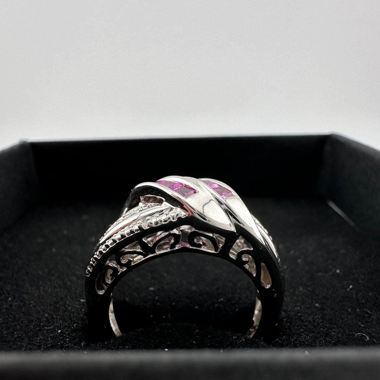 Other Detailed Lab Created Pink Sapphire and Sterling Ring Size 7 Size ONE SIZE - 15 Thumbnail