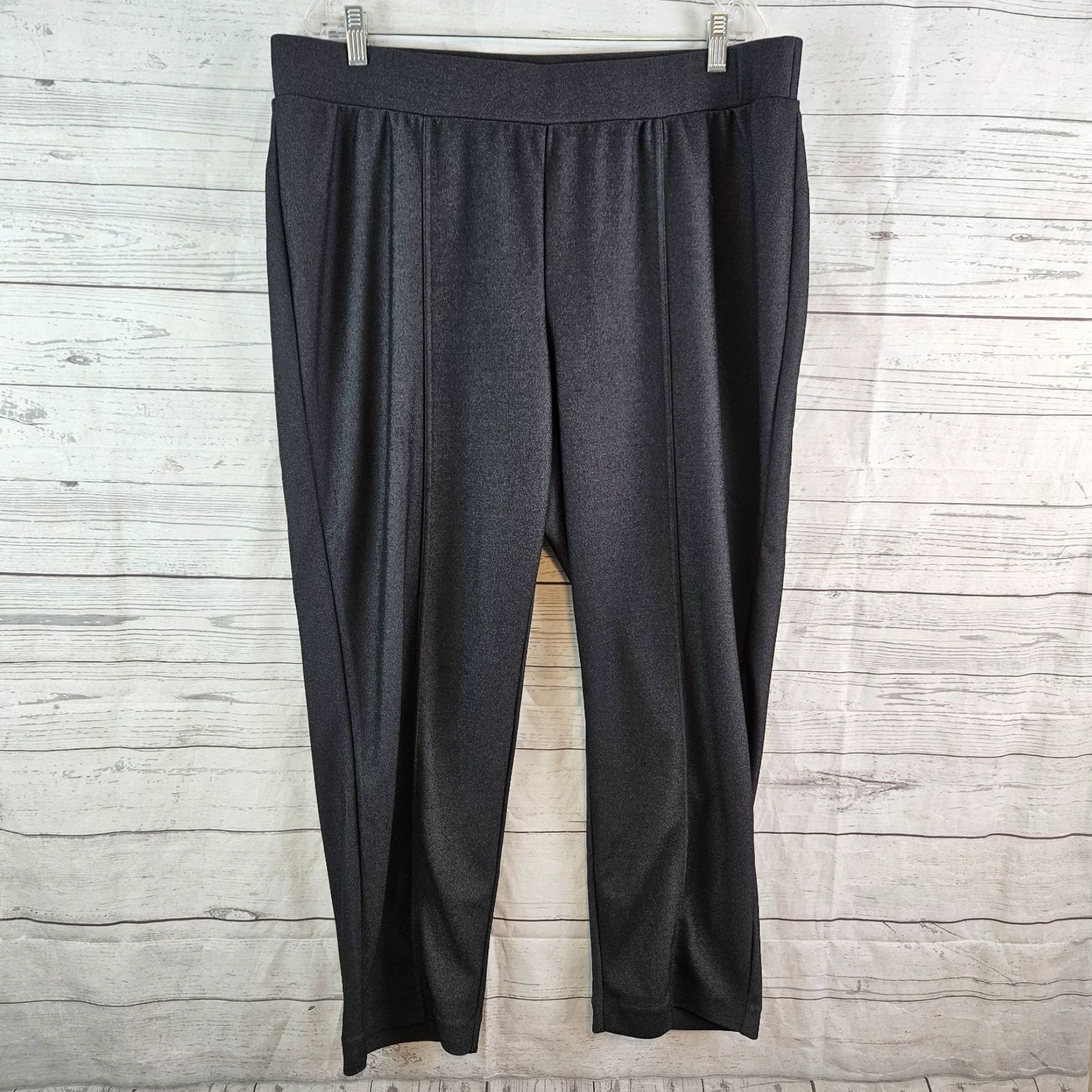 Vintage Catherines Womens Crepe Knit Pants Sz 1X Gray High Rise Pull On Size 40" / US 18 - 2 Thumbnail