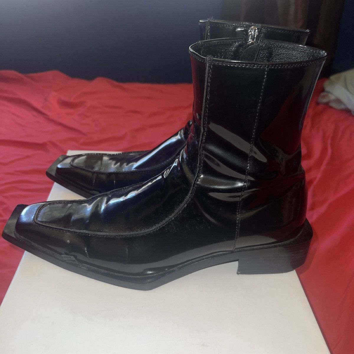 Japanese Brand Soulesures Patent Leather Side Zip Heeled Boots | Grailed