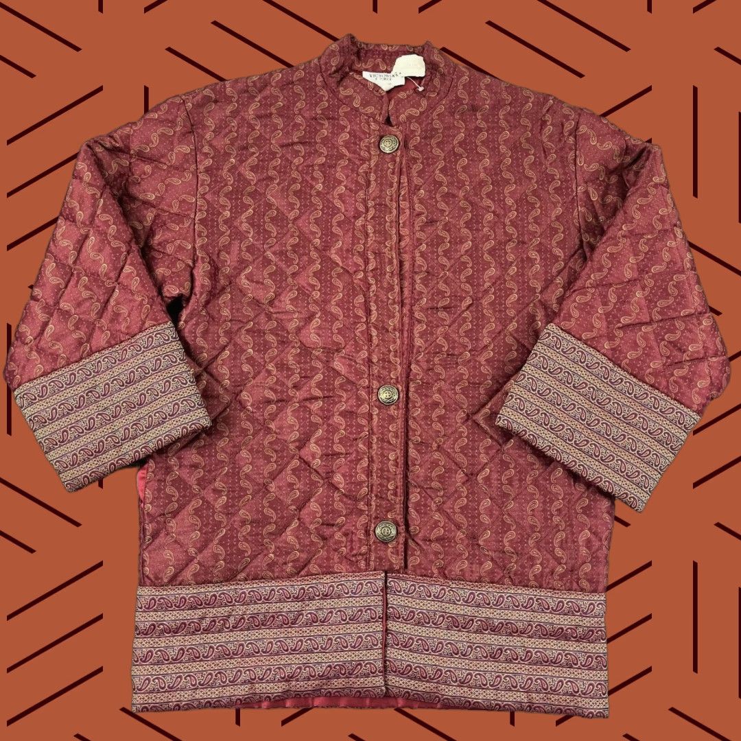 Victoria's Secret VINTAGE VICTORIA'S SECRET Jacket Womens Small Red Paisley Quilted Puffer Coat NEW Size S / US 4 / IT 40 - 1 Thumbnail