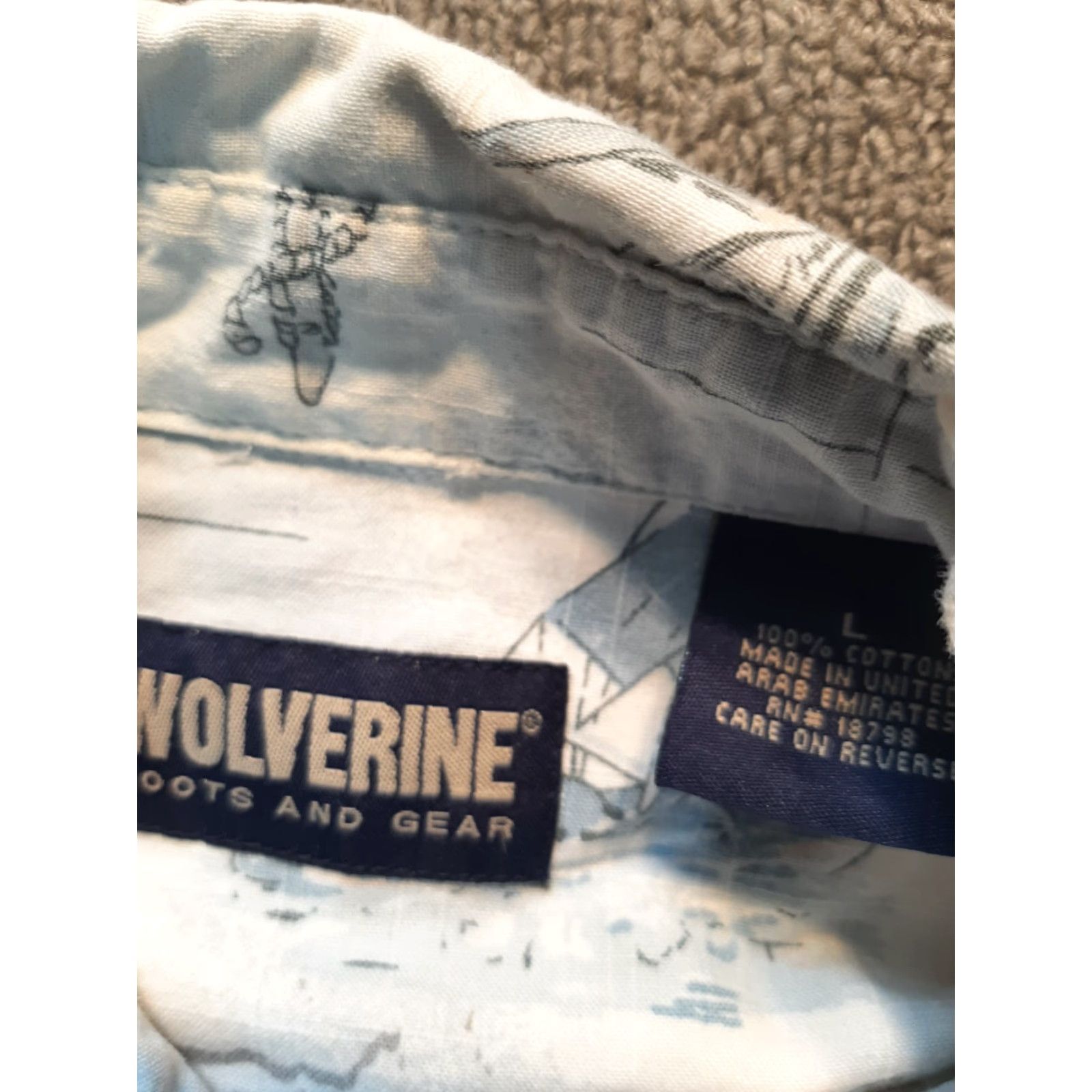 Vintage Wolverine Sail Boat shirt Mens Large White Button Down Short Sleeve Button-Up Cotton Boats Regular Casual Workwear Travel Modern Outdoor Size US L / EU 52-54 / 3 - 3 Thumbnail