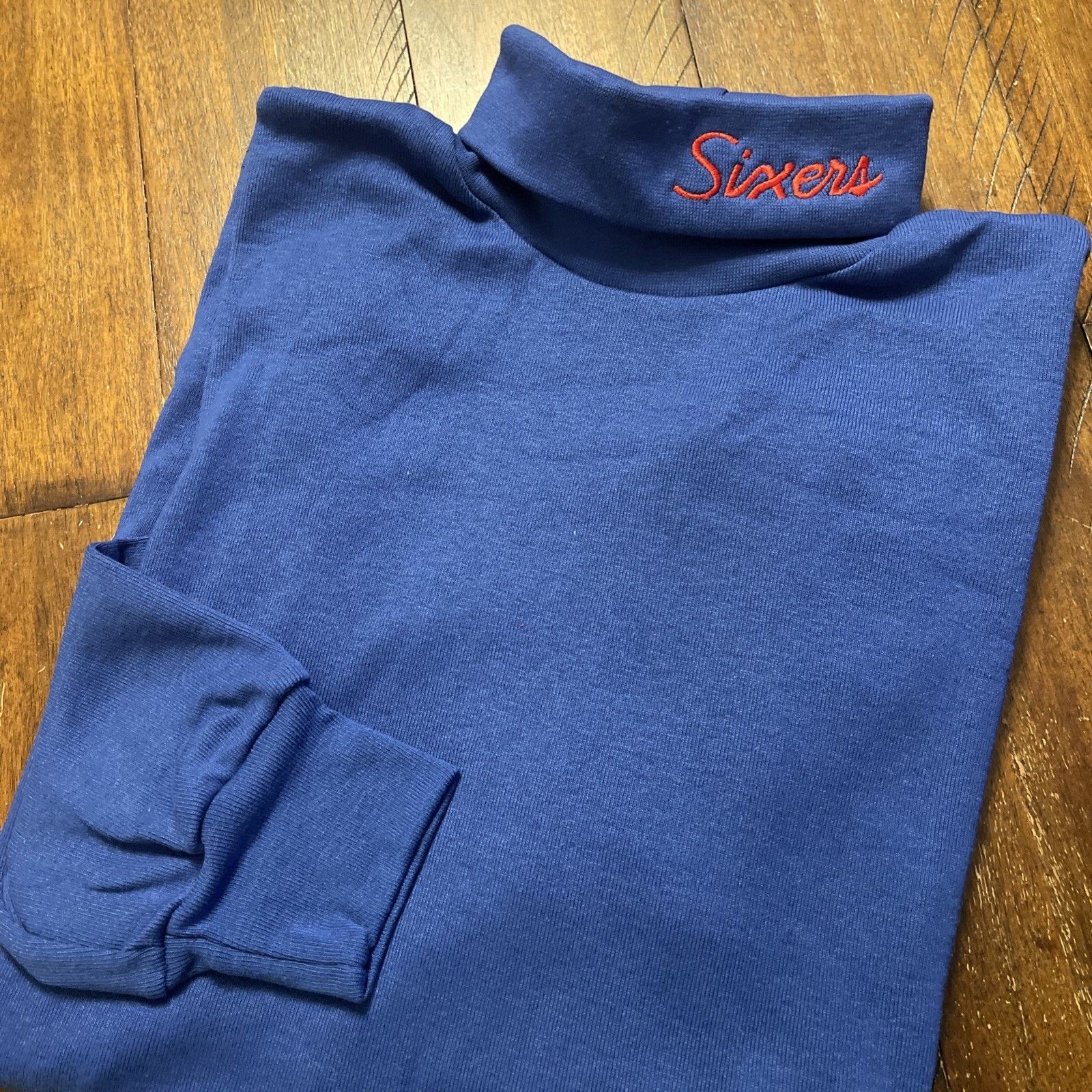 Majestic New NOS Vtg Majestic Philadelphia 76ers Turtleneck XL Custom Size US XL / EU 56 / 4 - 2 Thumbnail