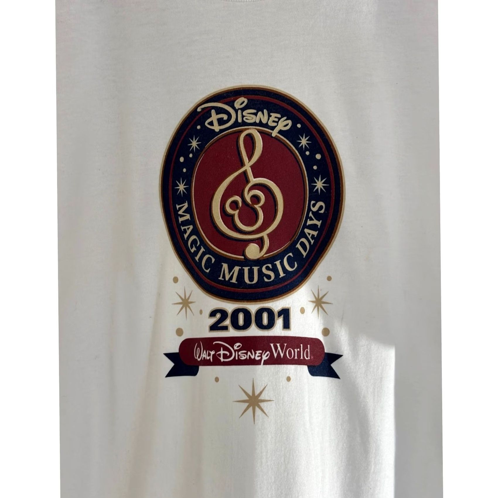 Disney VINTAGE Walt Disney World T-Shirt White XL Crew Short Sleeve Mickey Mouse Disney Music 2001 Graphic Print Mens/Unisex Adults Size US XL / EU 56 / 4 - 3 Thumbnail