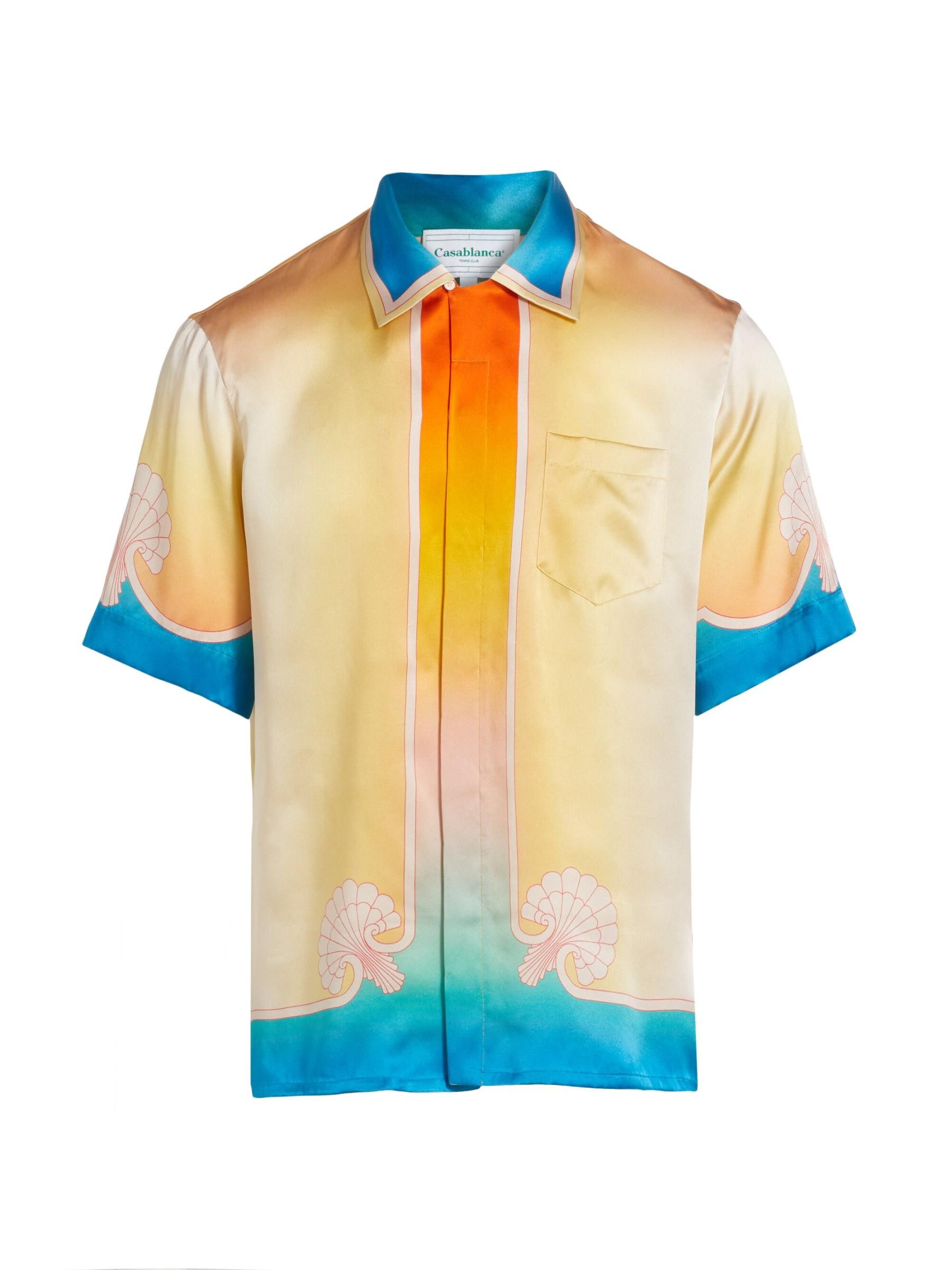 Casablanca os11x0725 Silk Satin Ombré Cuban Collar Short-Sleeve Shirt Size US XL / EU 56 / 4 - 1 Thumbnail