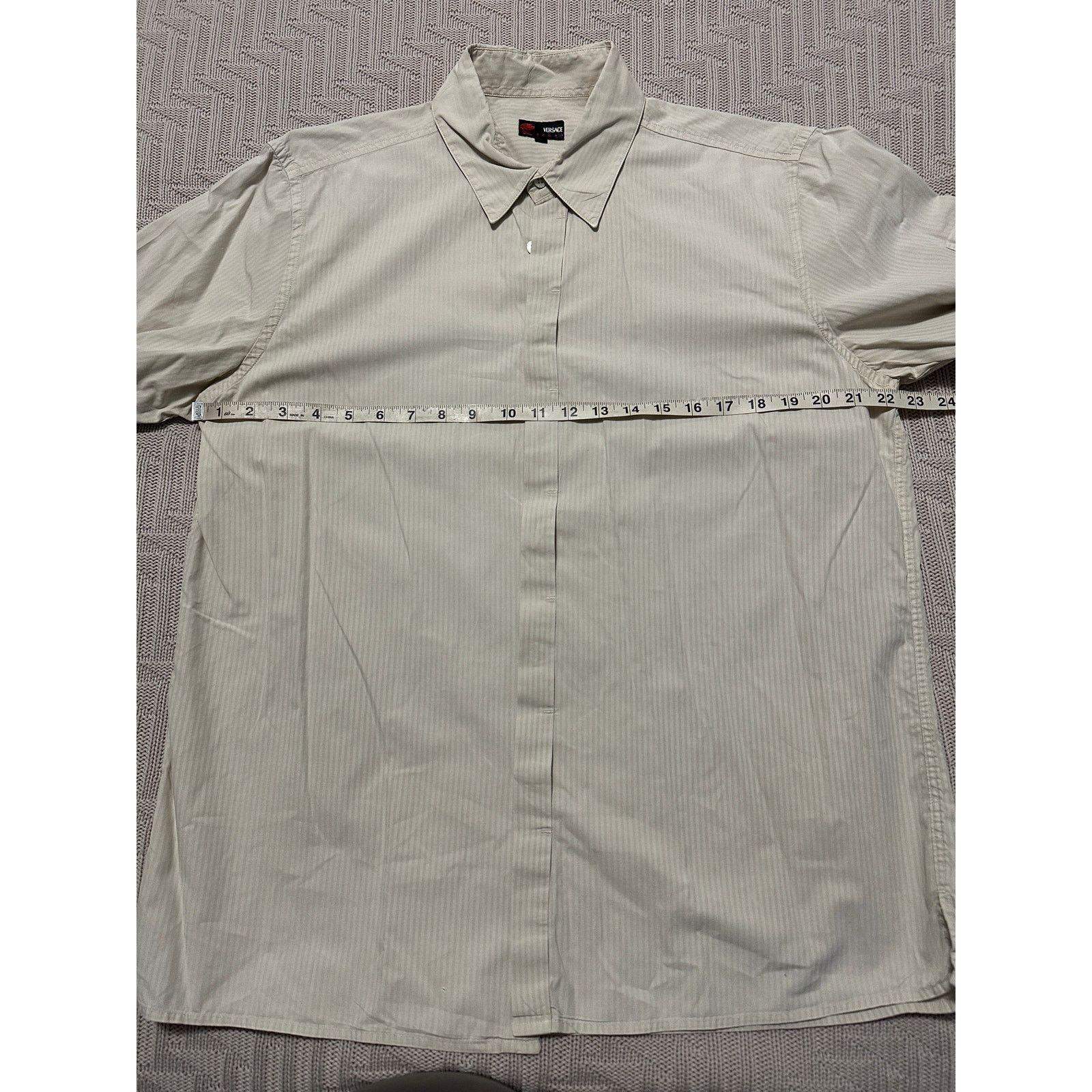Versace Versace cream damask stripe short sleeve button down size L Size US L / EU 52-54 / 3 - 8 Thumbnail