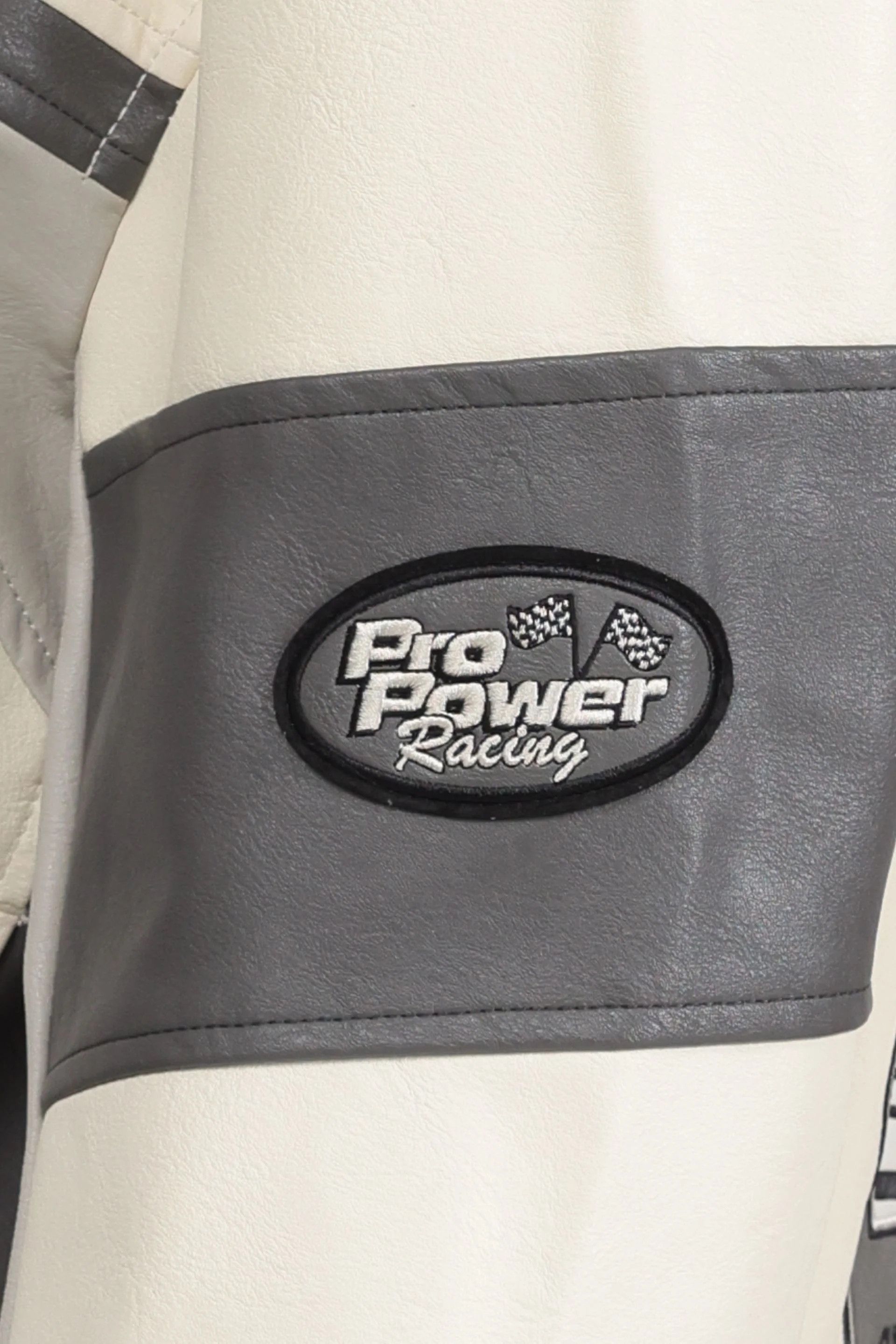 Other Cream Racing Faux Leather Jacket Women – Cropped Moto Jacket Size S / US 4 / IT 40 - 8 Thumbnail