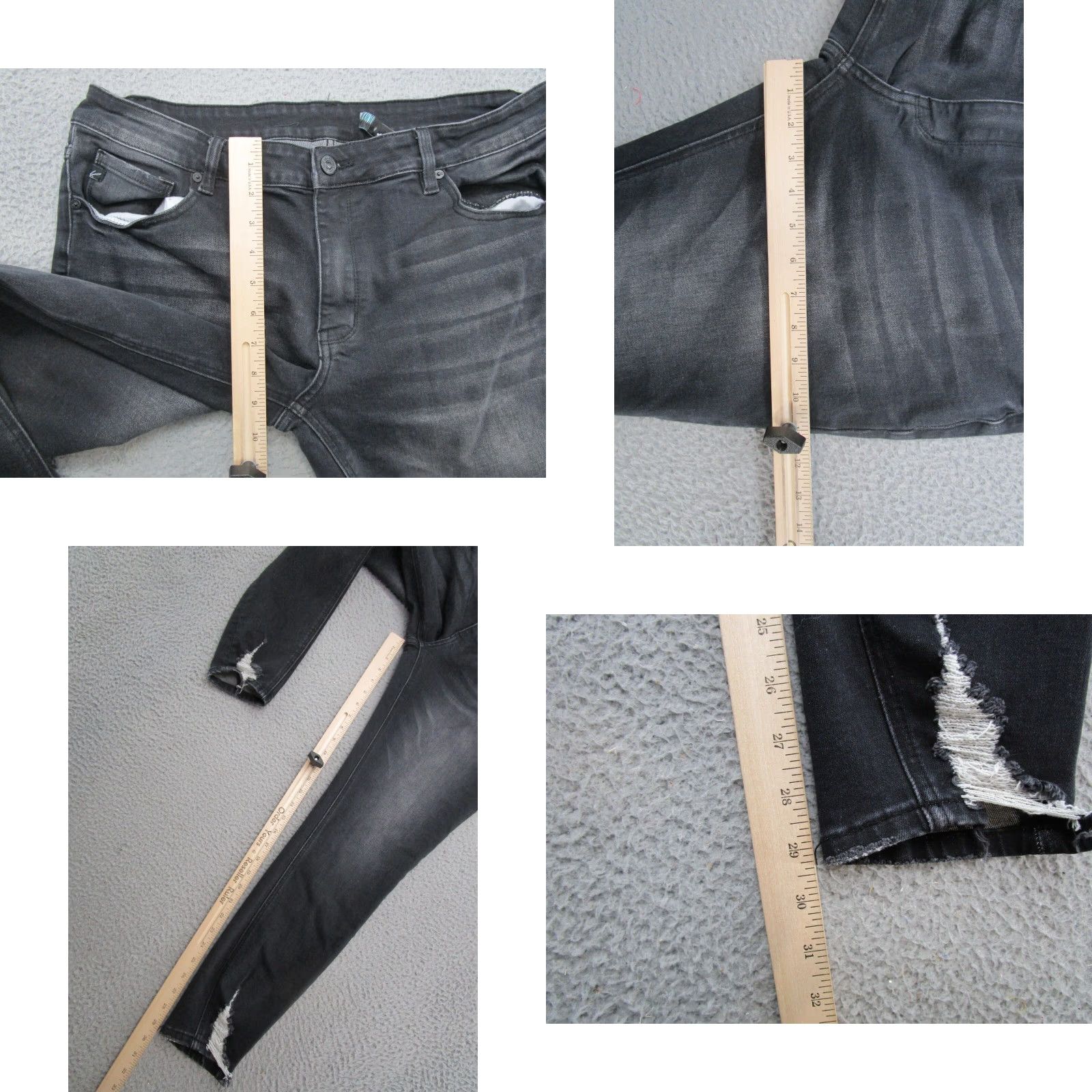 Vintage Kancan Maurices Women's Distressed Skinny Ankle Jeans Size 32 Black Stretch Size 24" / US 00 / IT 34 - 8 Thumbnail
