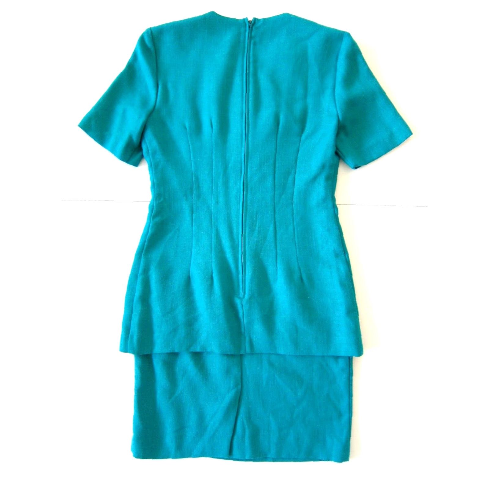 Vintage VINTAGE Petite Sophisticate Turquoise Green Gold Button Suit Jacket Dress Size 2 Size XS / US 0-2 / IT 36-38 - 2 Thumbnail