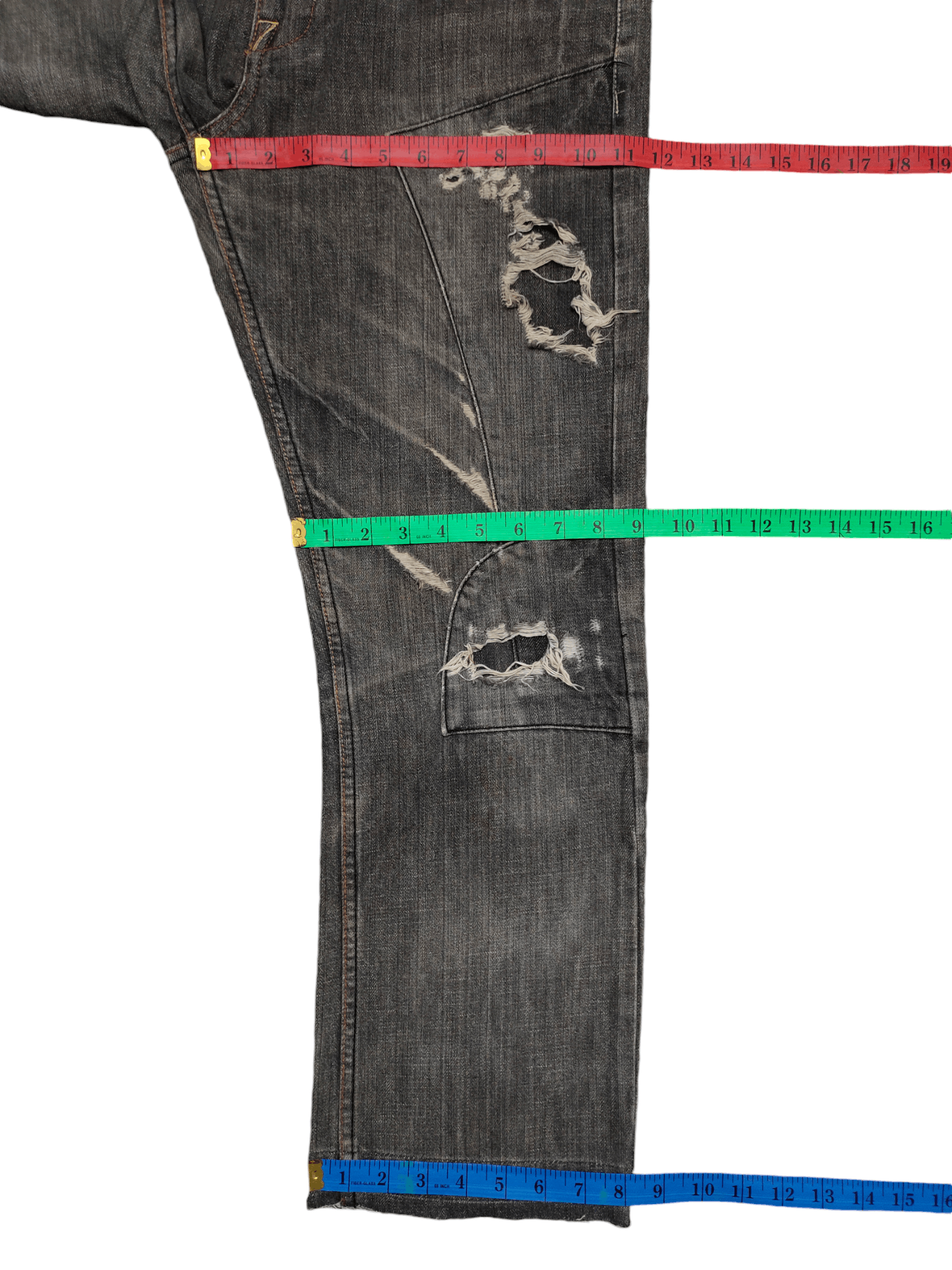 Comme des Garcons × Undercover Vintage Y2k Steen Blue Clawmark Distress Faded Denim Jeans Size US 32 / EU 48 - 10 Thumbnail